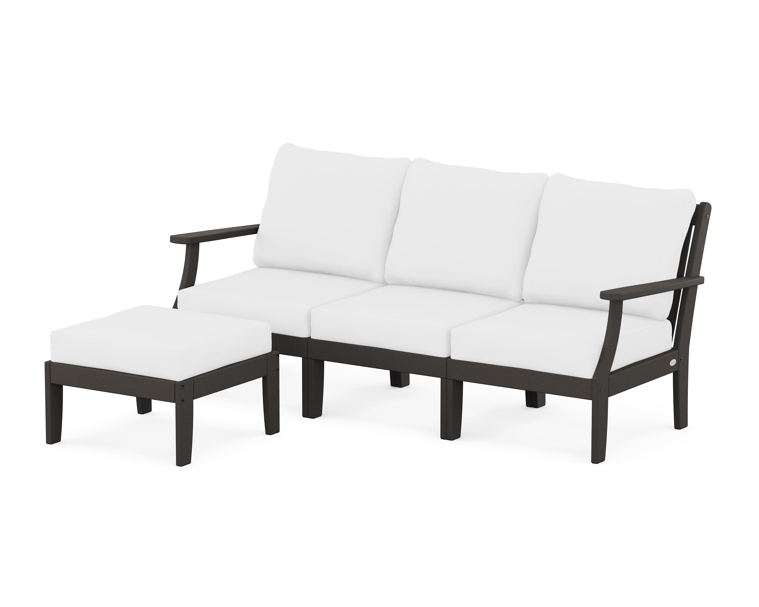 Braxton Modular 4-Piece Deep Seating Set with Ottoman in Vintage Coffee / Natural