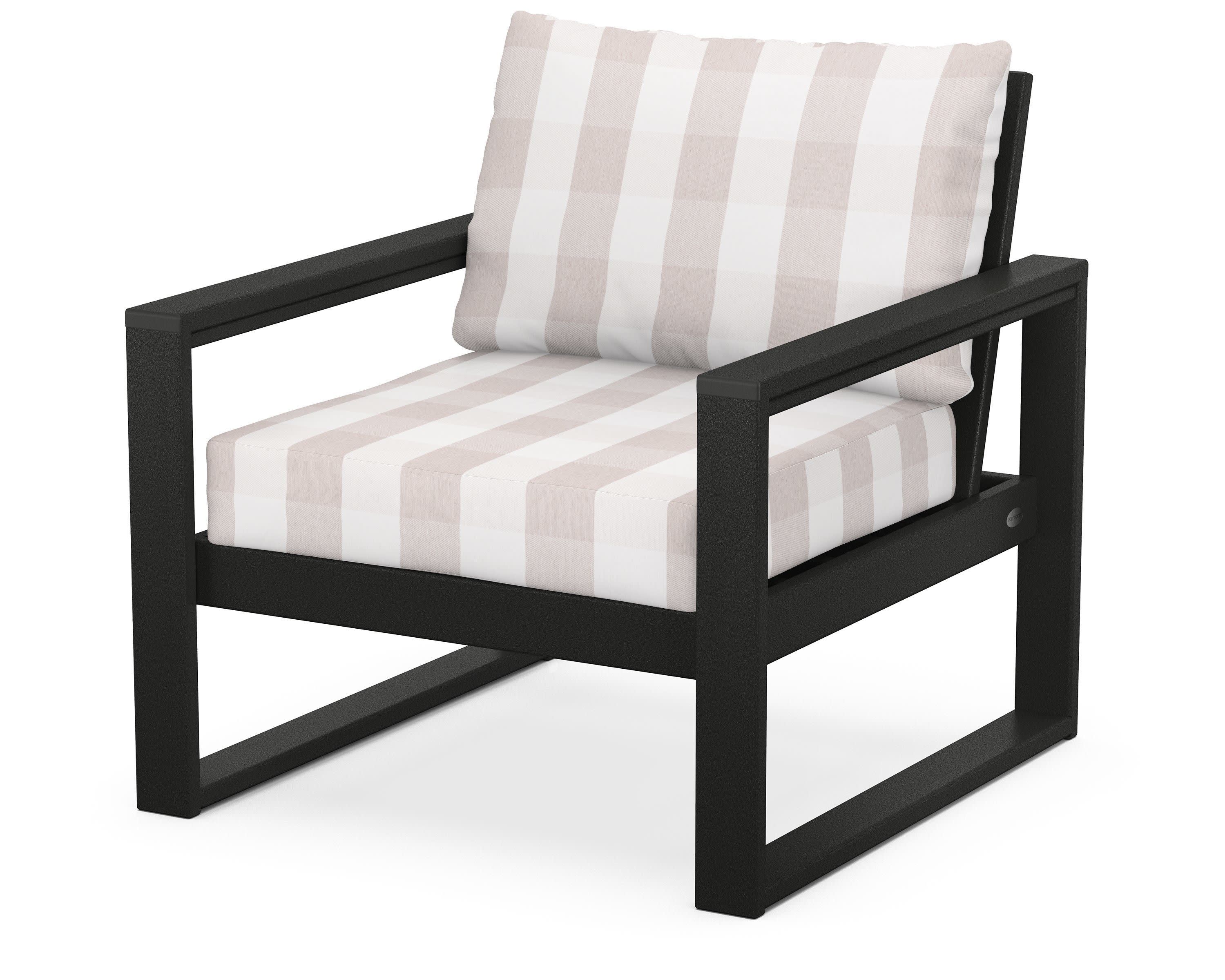EDGE Club Chair in Black / Buffalo Plaid Dune Burlap
