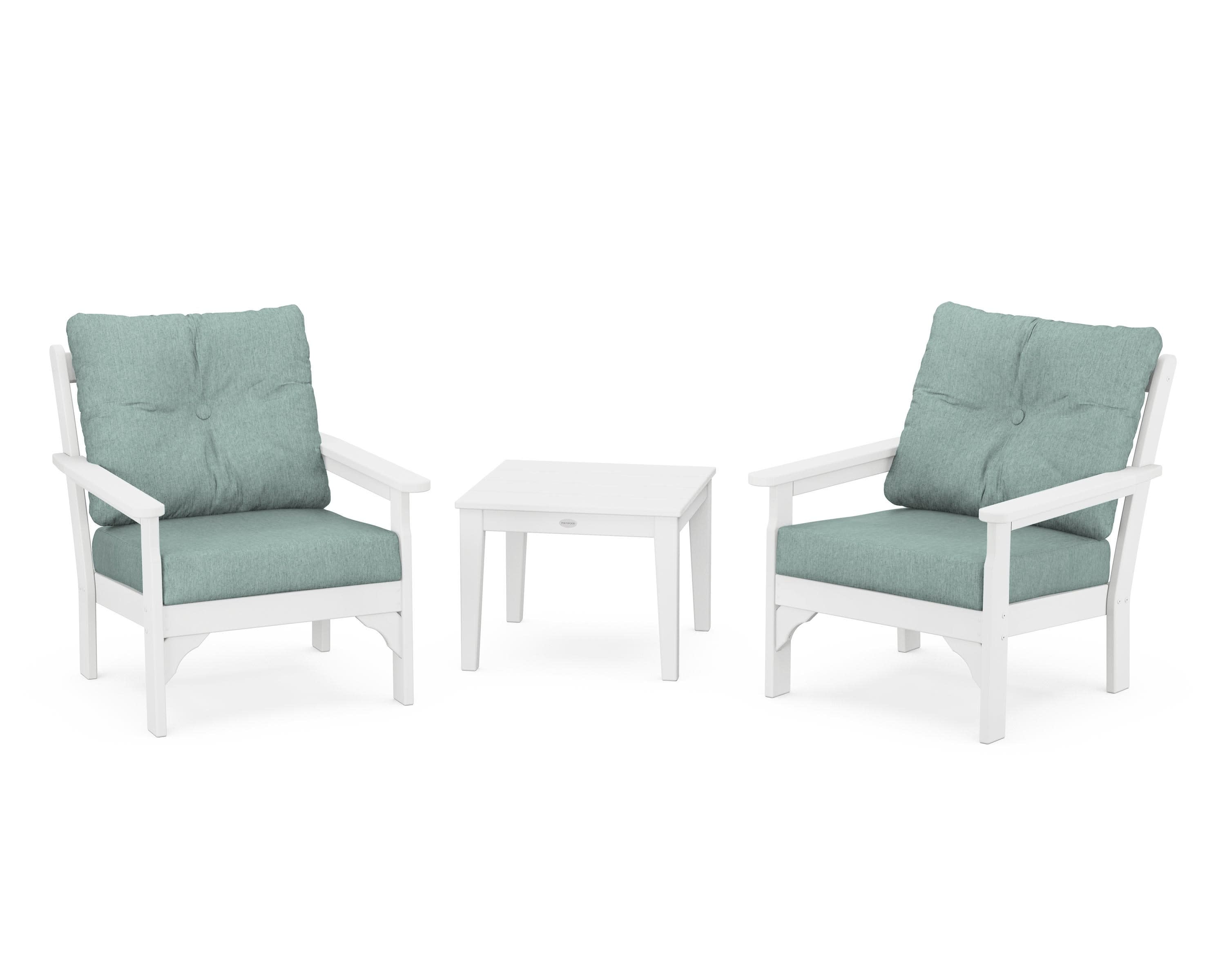 Vineyard 3-Piece Deep Seating Set in White / Glacier Spa