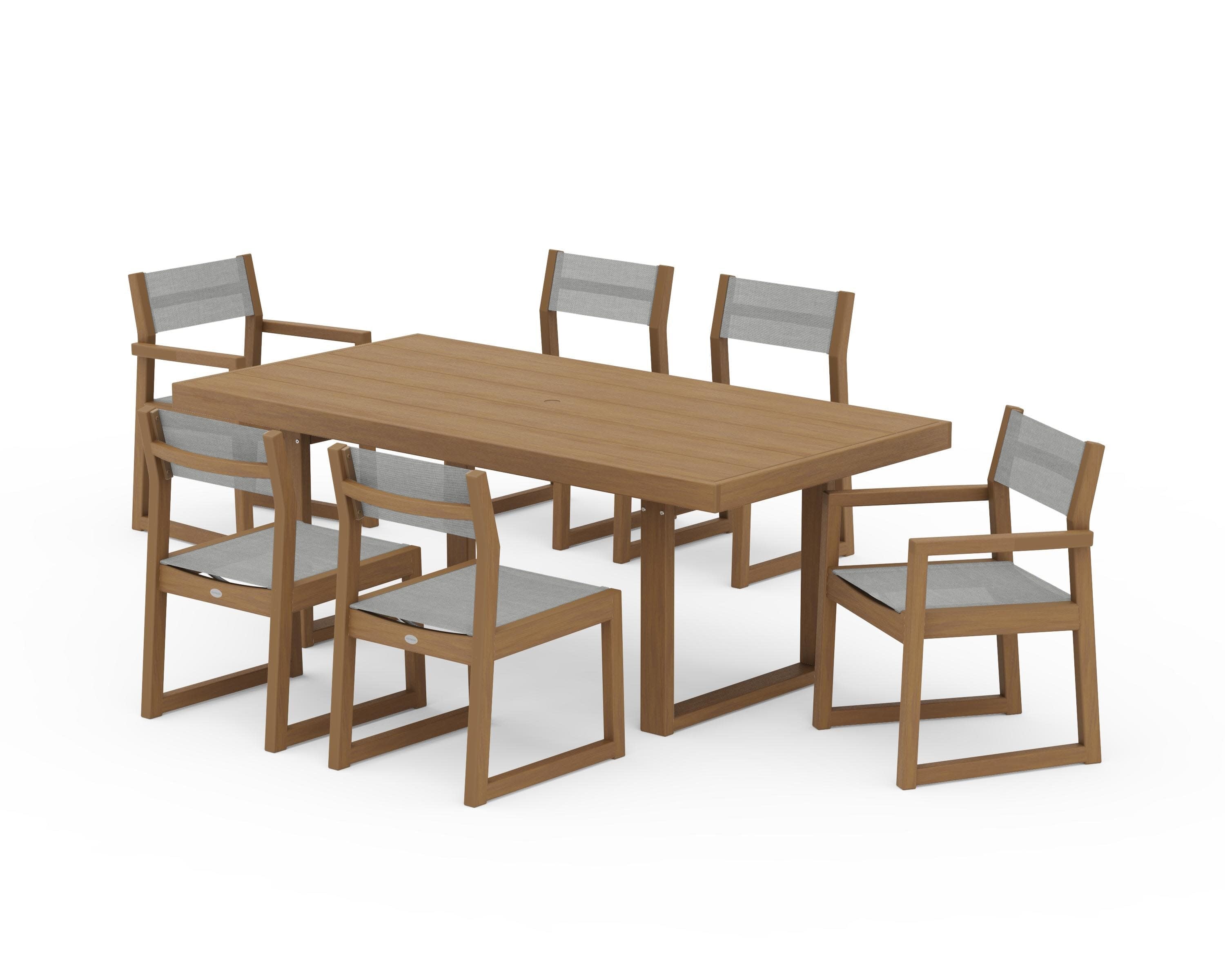 EDGE Sling 7-Piece Dining Set in Natural / Metallic Sling