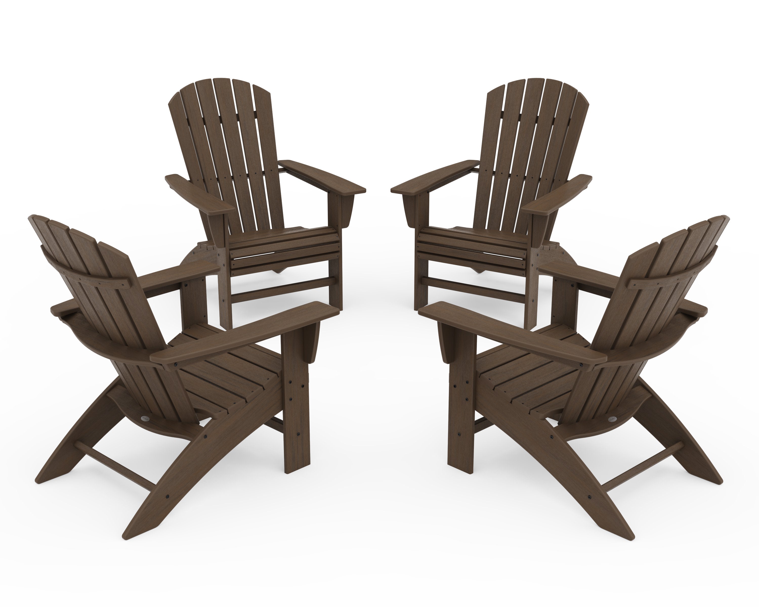 4-Piece Nautical Curveback Adirondack Chair Conversation Set in Kona