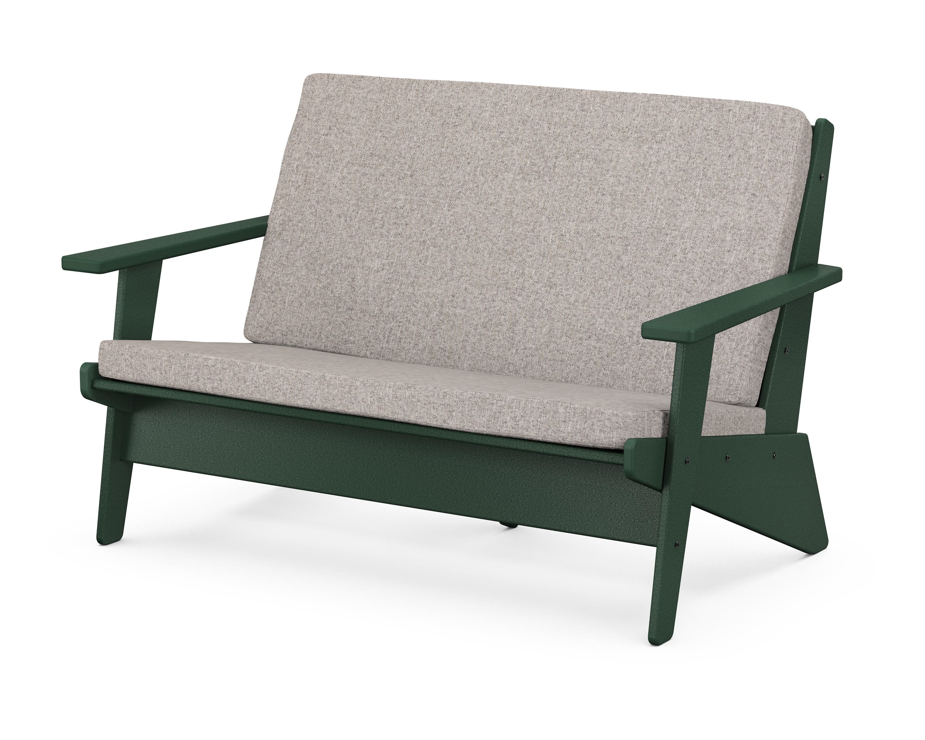 Riviera Modern Lounge Loveseat in Green / Weathered Tweed