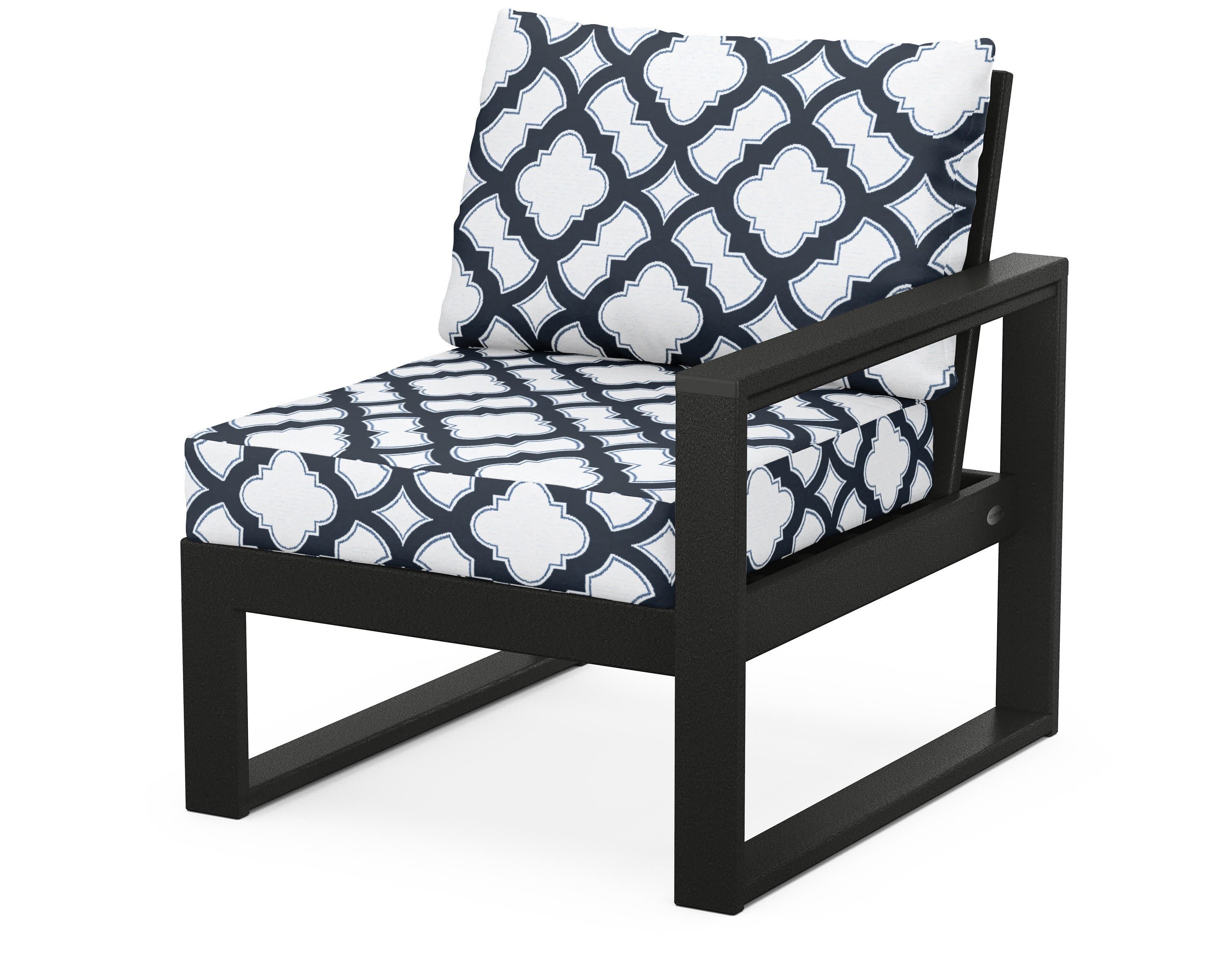 EDGE Modular Right Arm Chair in Black / Trellis Marine Indigo
