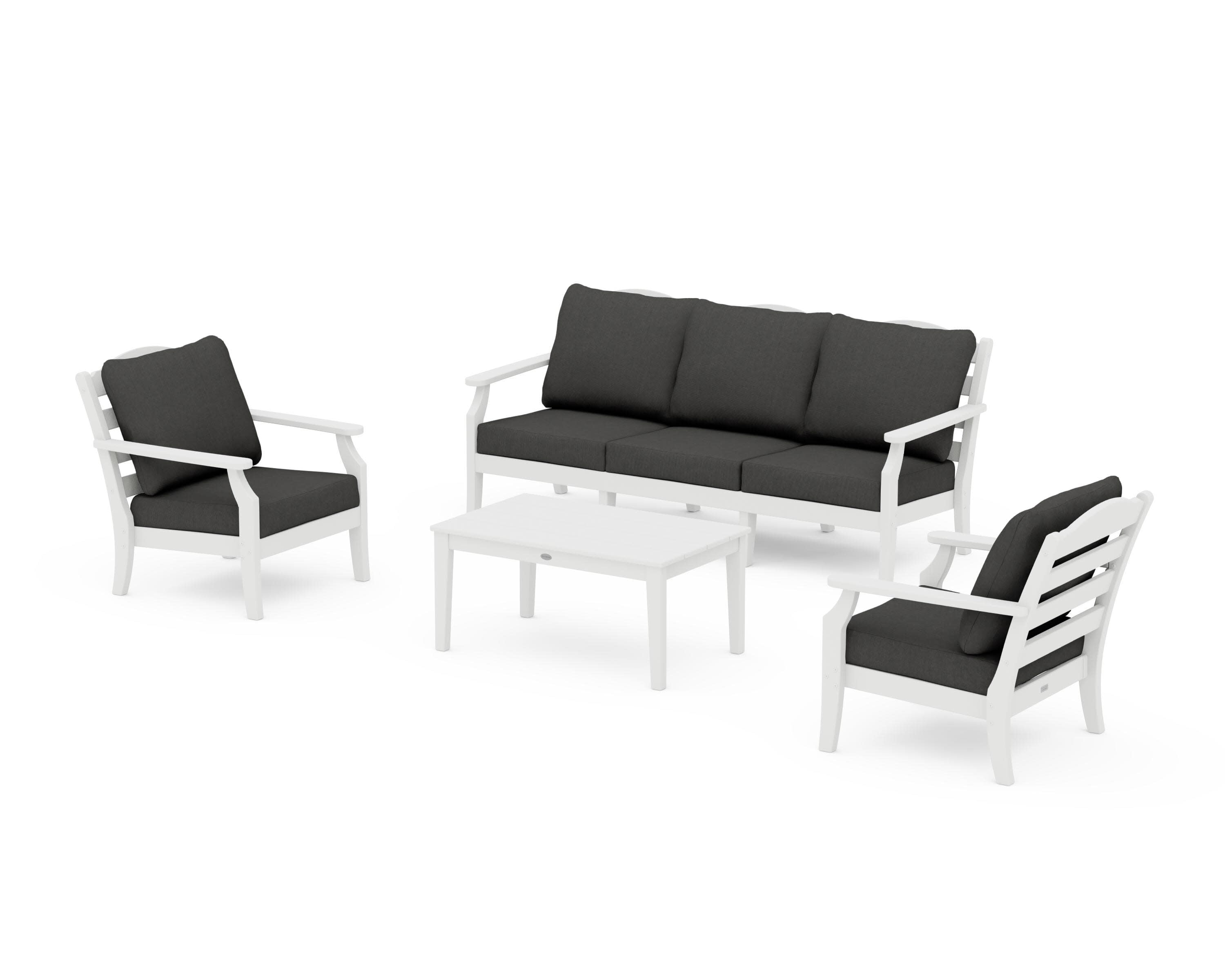 Savannah 4-Piece Deep Seating Set with Sofa in White / Spectrum Carbon