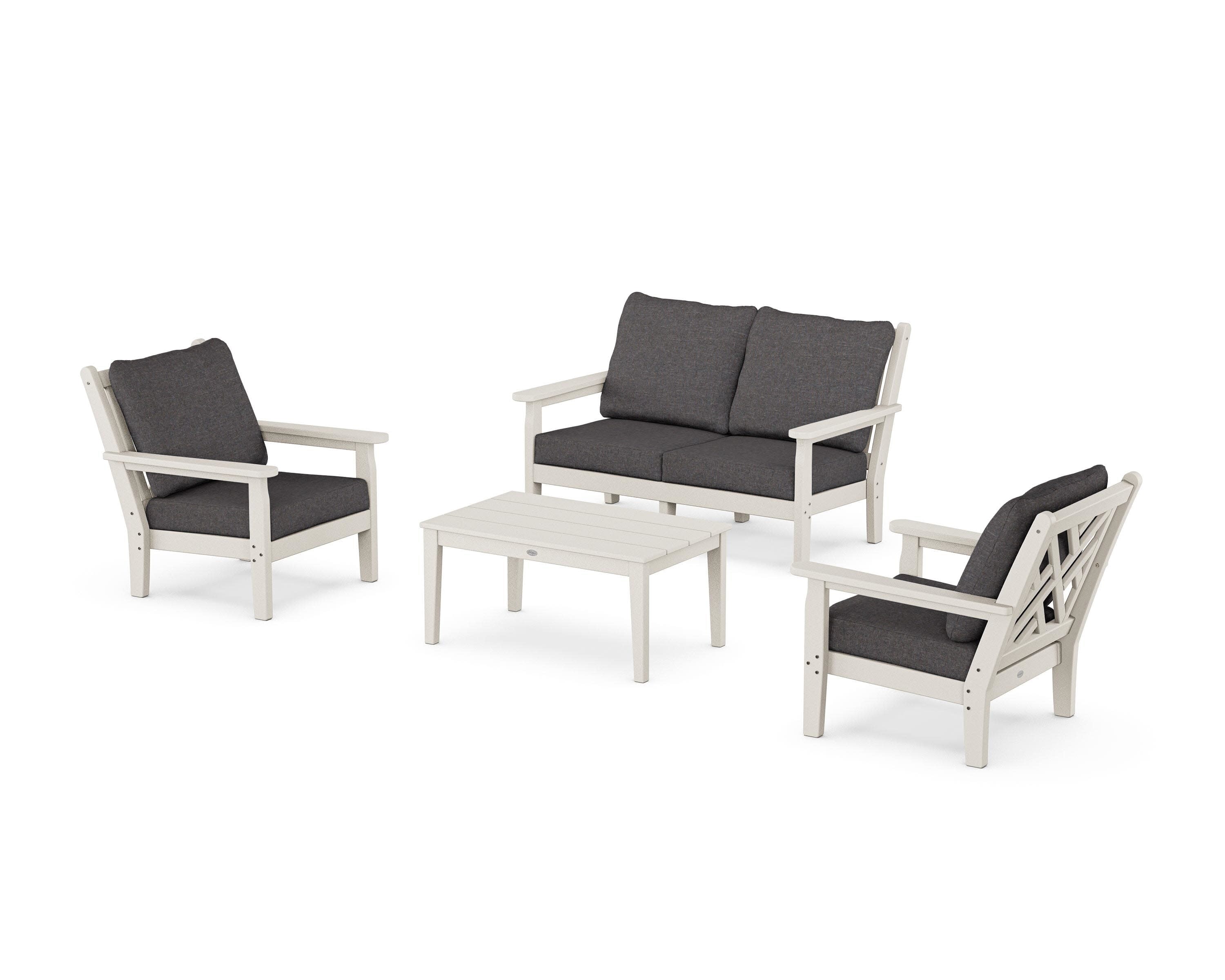 Chippendale 4-Piece Deep Seating Set with Loveseat in Sand / Ash Charcoal