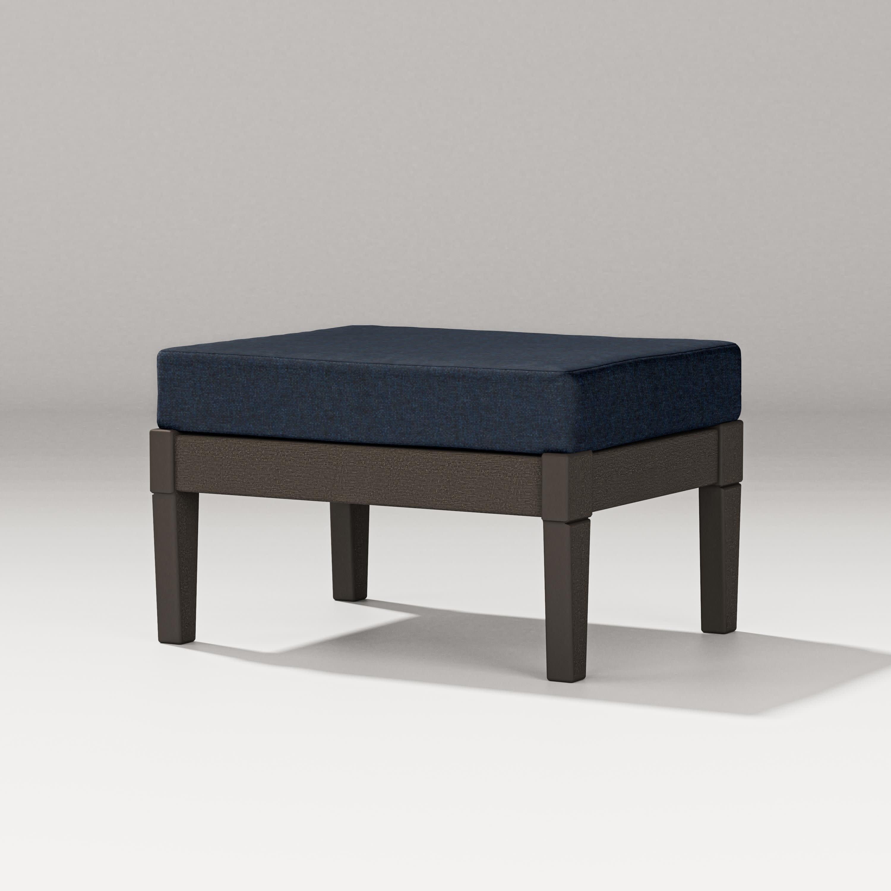 Estate Lounge Ottoman in Vintage Coffee / Marine Indigo