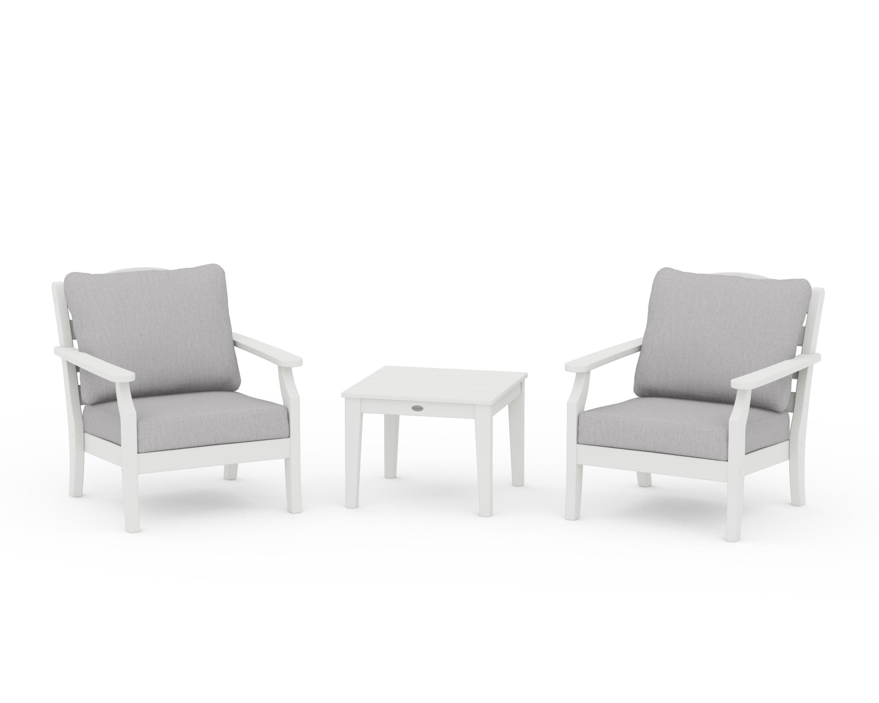 Savannah 3-Piece Deep Seating Set in Vintage White / Granite