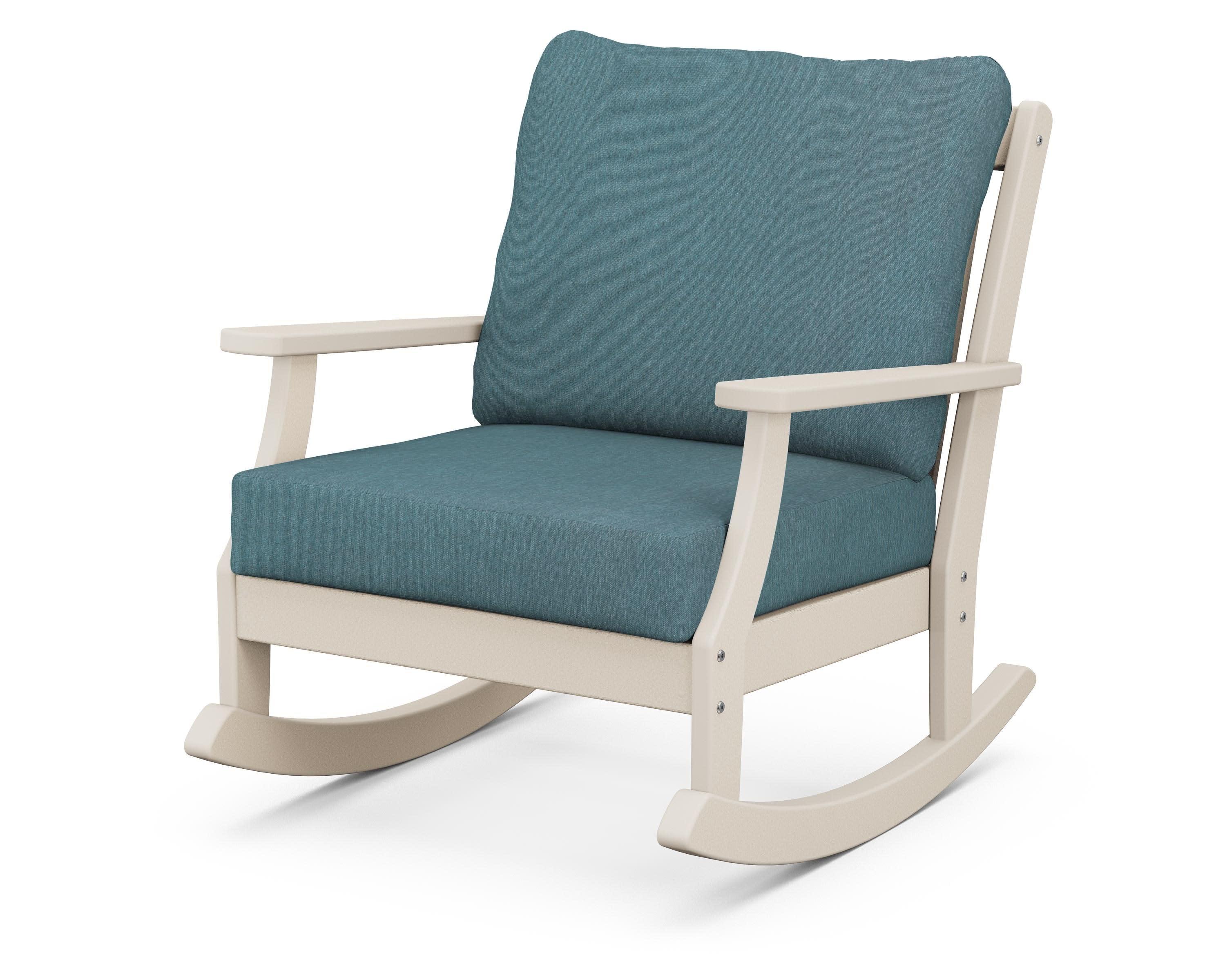 Braxton Deep Seating Rocking Chair in Sand / Ocean Teal