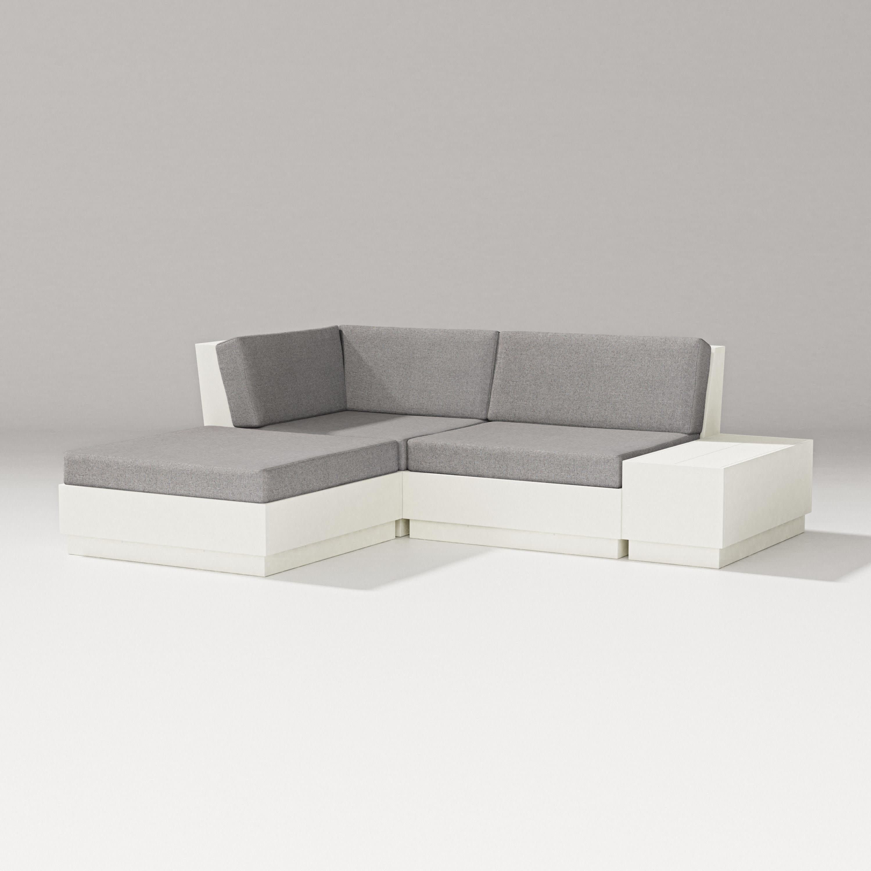 Elevate Loveseat Sectional with Chaise in Vintage White / Grey Mist