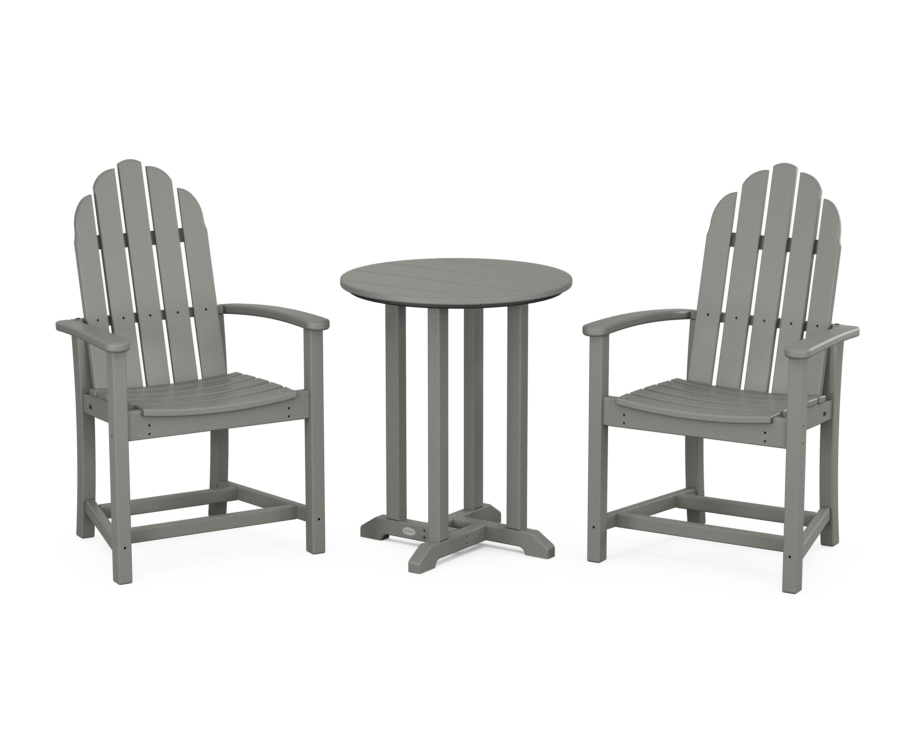 Classic Adirondack 3-Piece Round Bistro Dining Set in Slate Grey