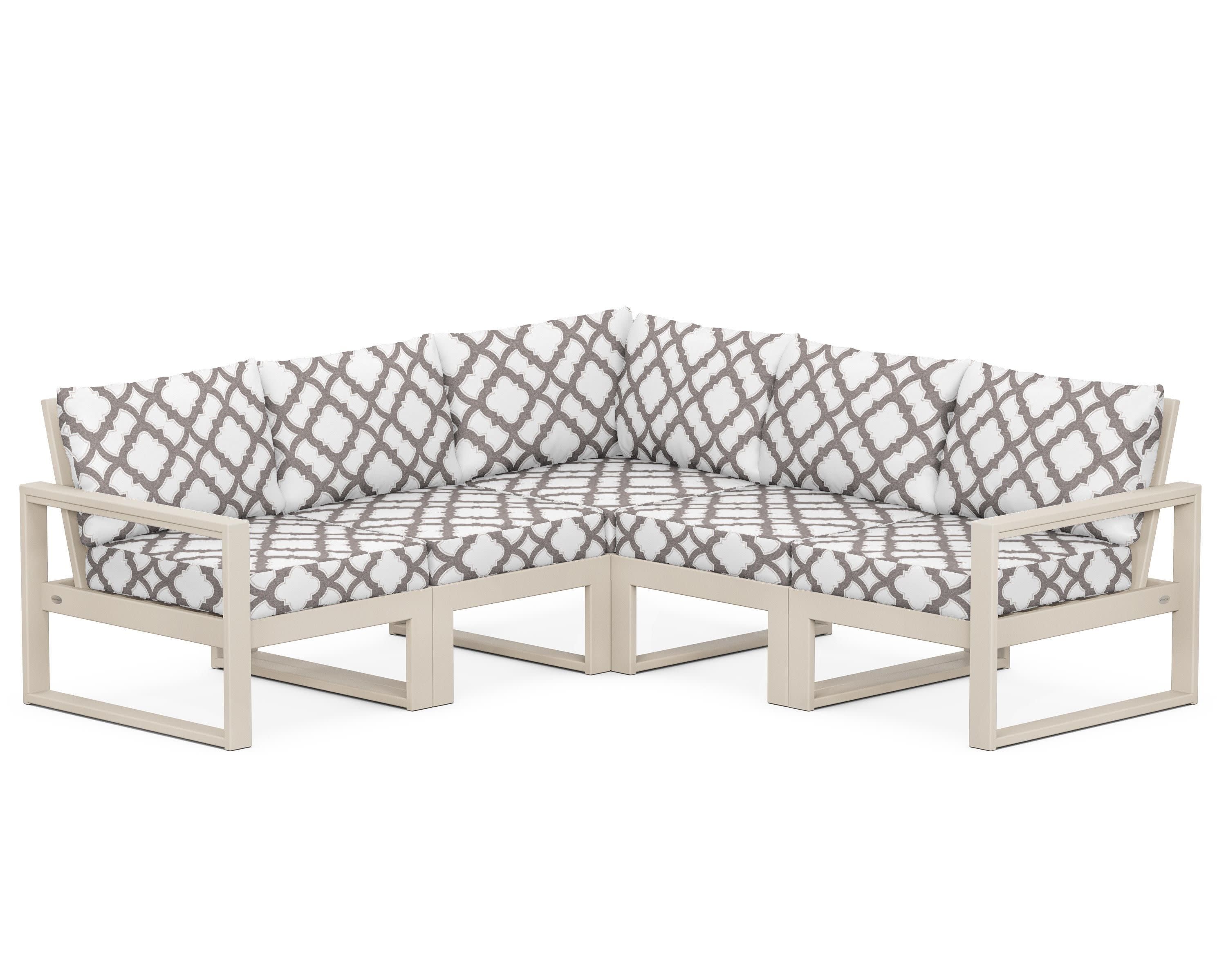 EDGE 5-Piece Modular Deep Seating Set in Sand / Trellis Grey Mist