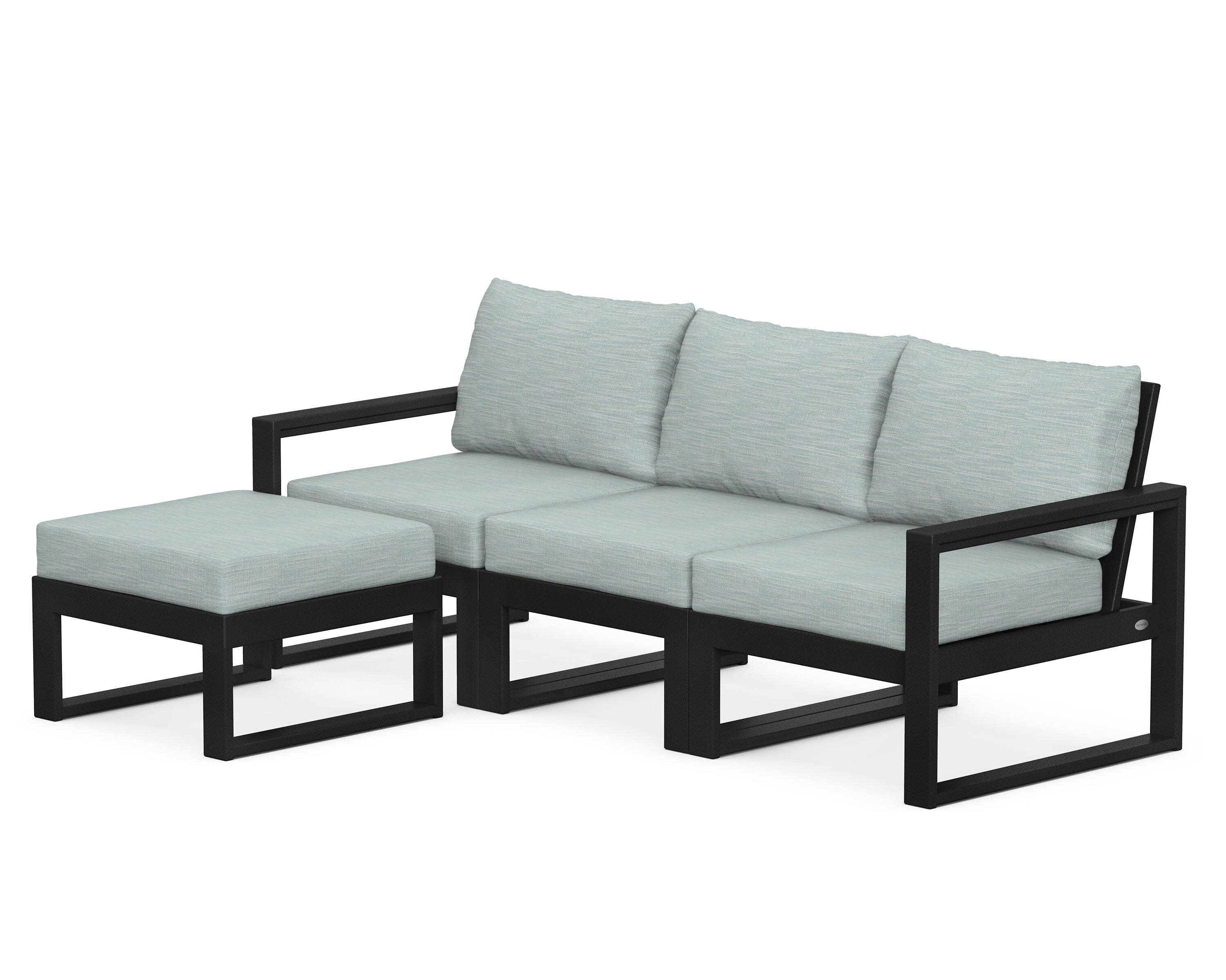 EDGE 4-Piece Modular Deep Seating Set with Ottoman in Black / Soothe Mist