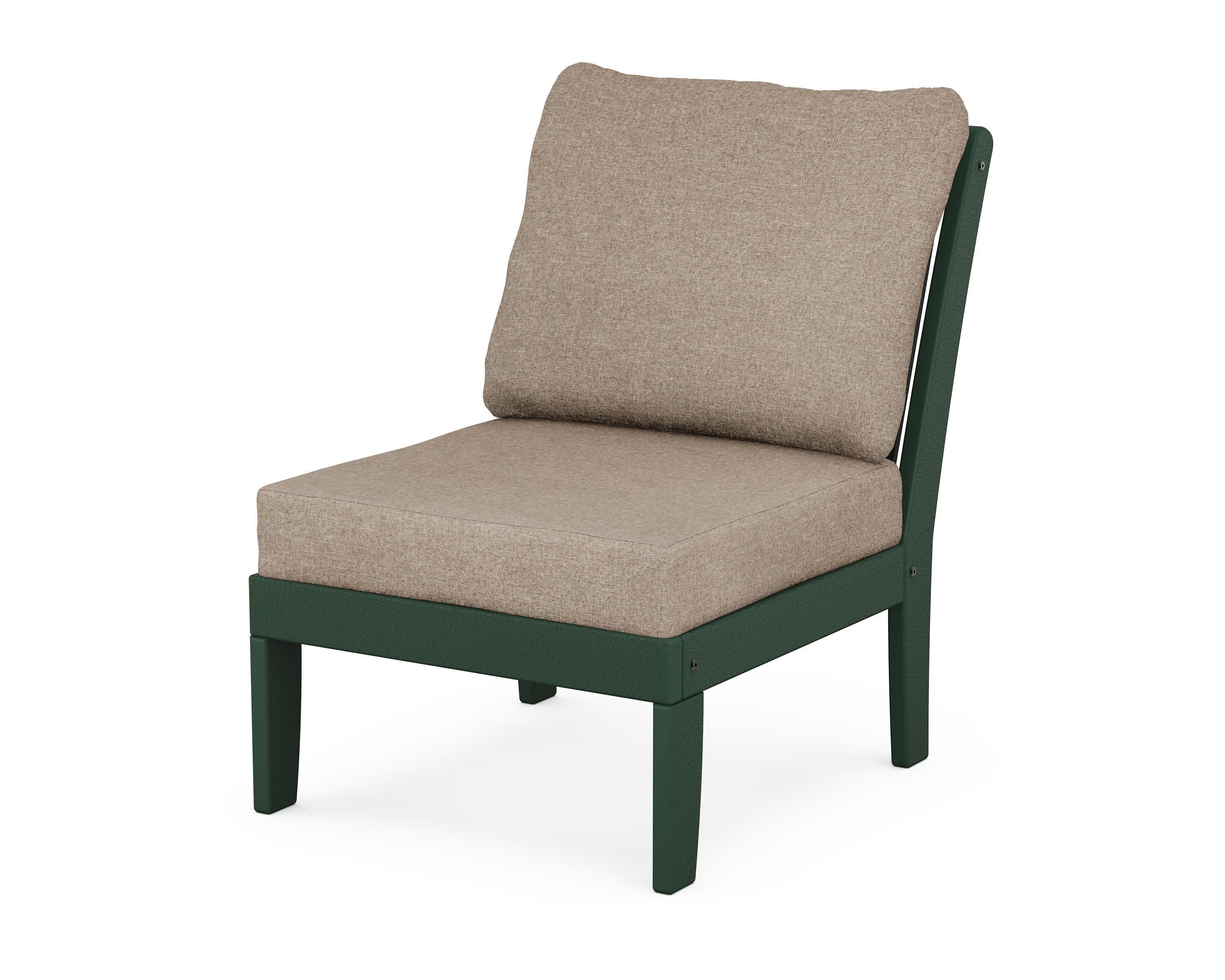 Braxton Modular Armless Chair in Green / Spiced Burlap