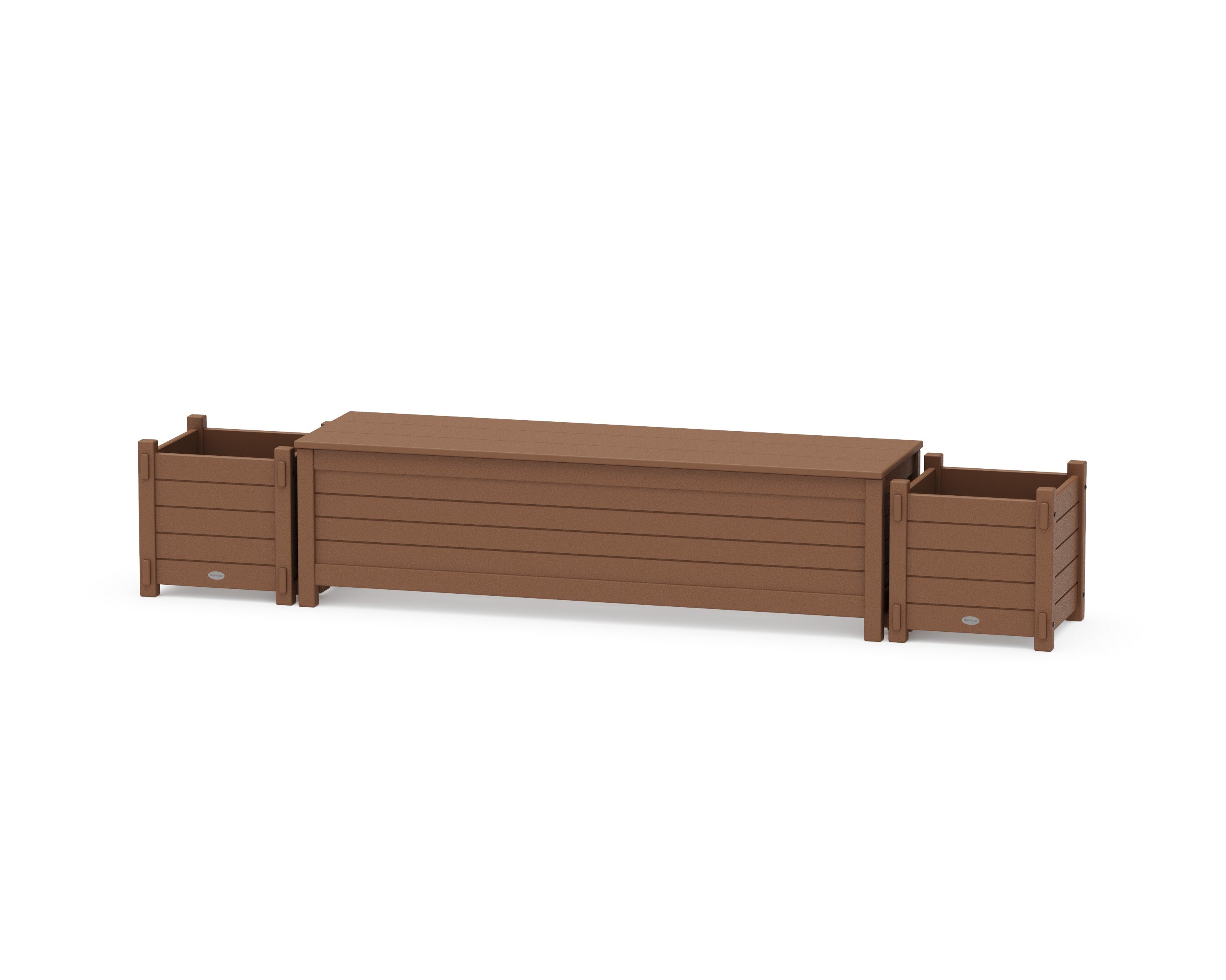 60" Nautical Straight Planter Storage Bench Set in Teak
