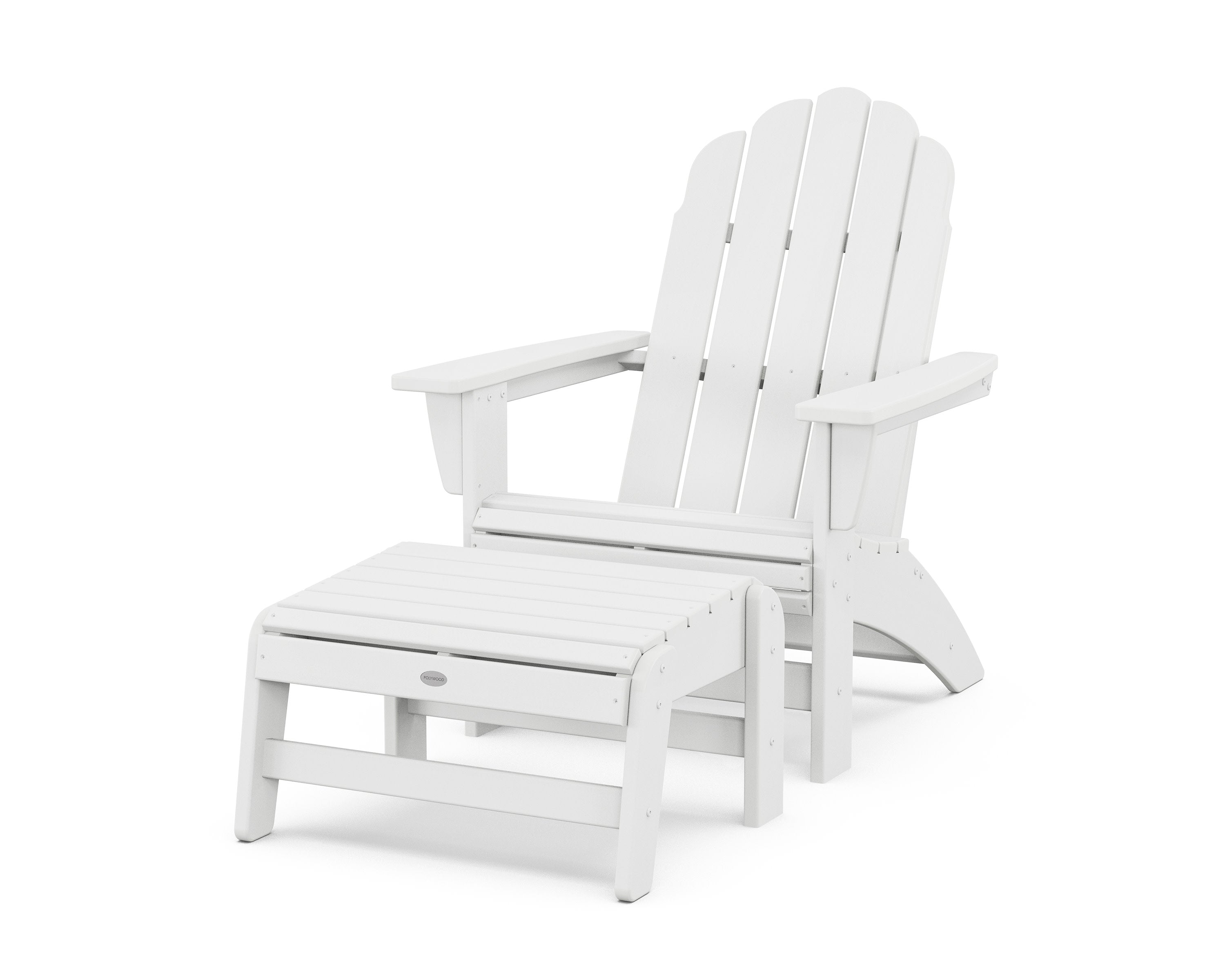 Vineyard Grand Adirondack Chair with Ottoman in White