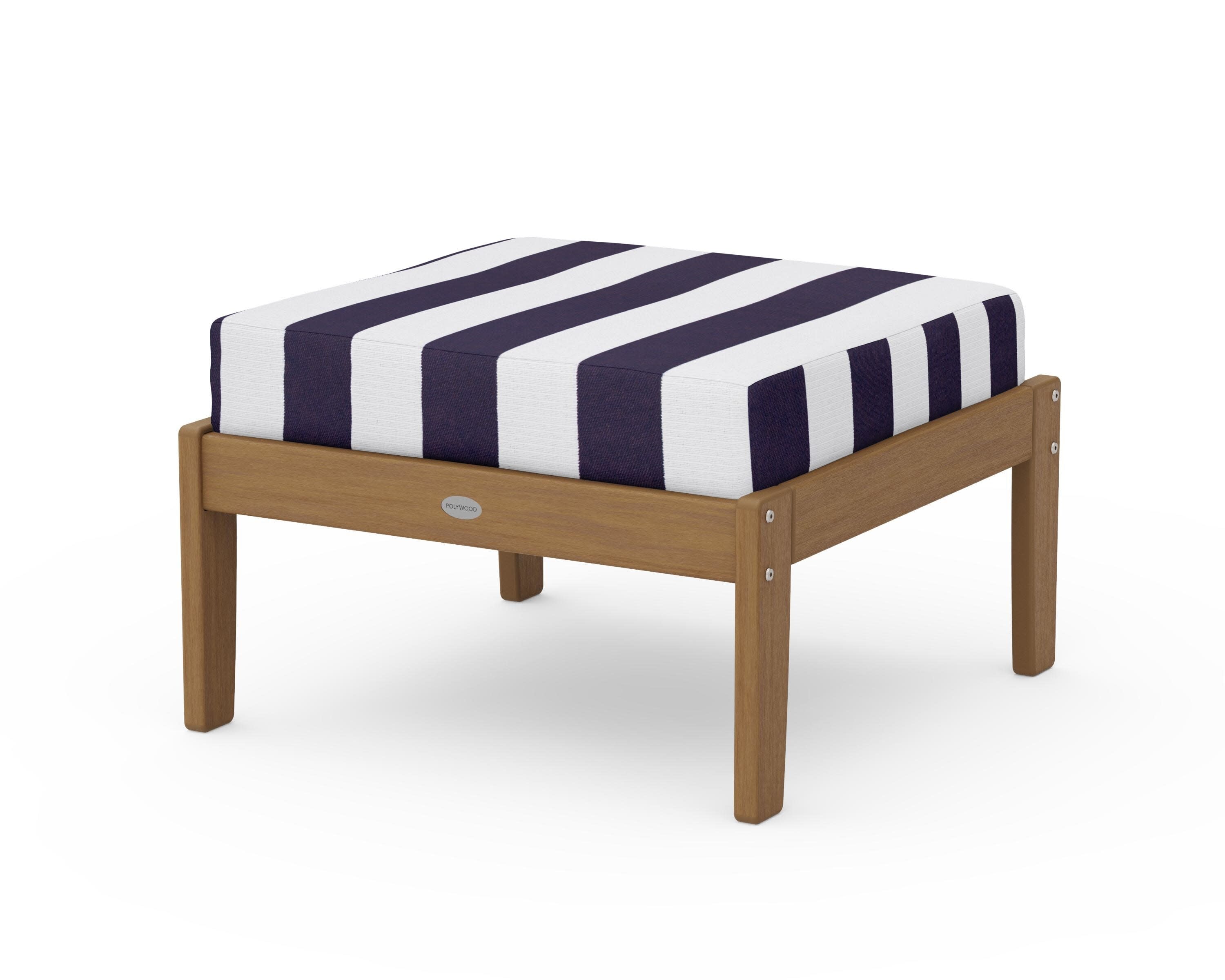 Braxton Deep Seating Ottoman in Natural / Cabana Stripe Navy