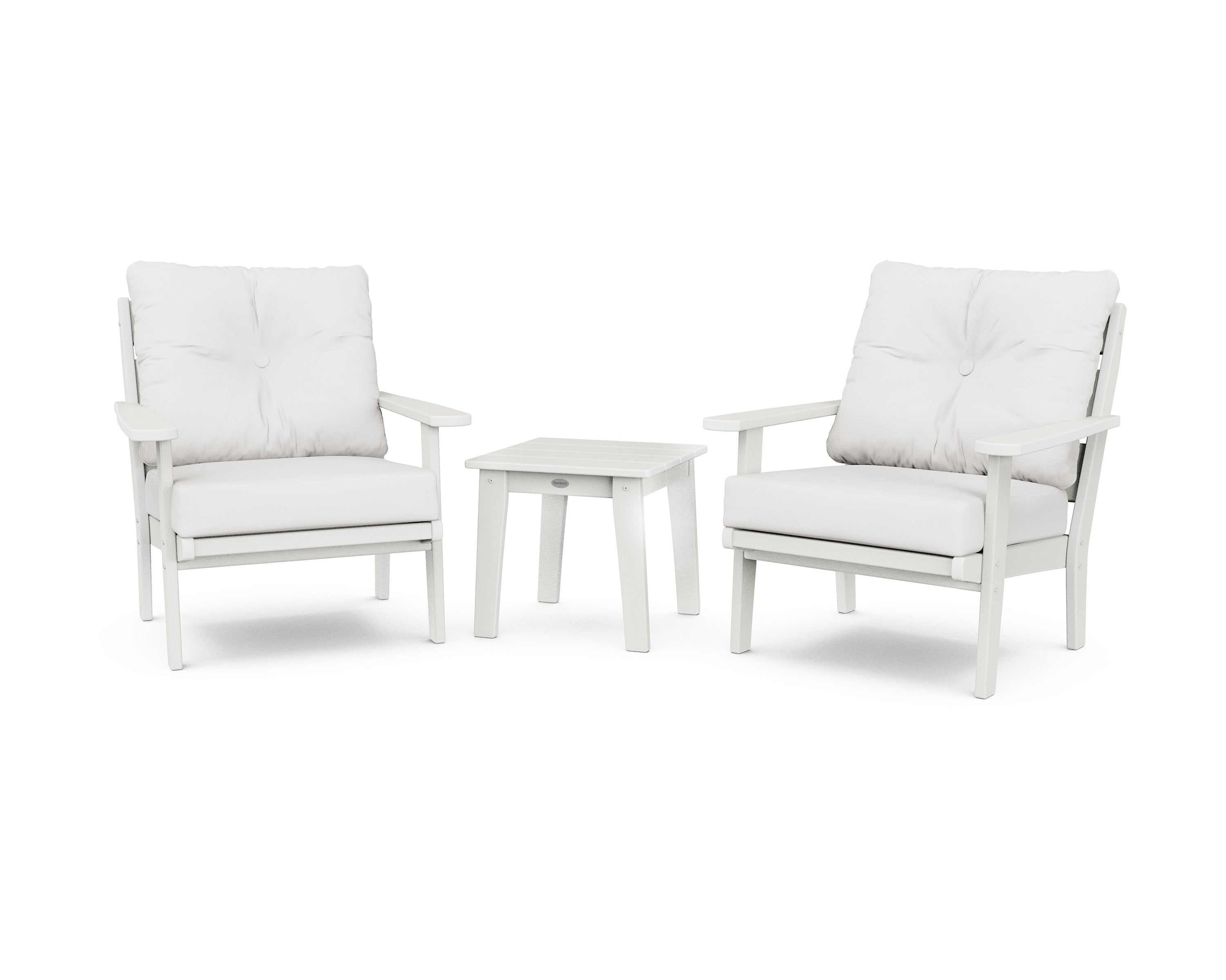 Lakeside 3-Piece Deep Seating Chair Set in Vintage White / Natural Linen