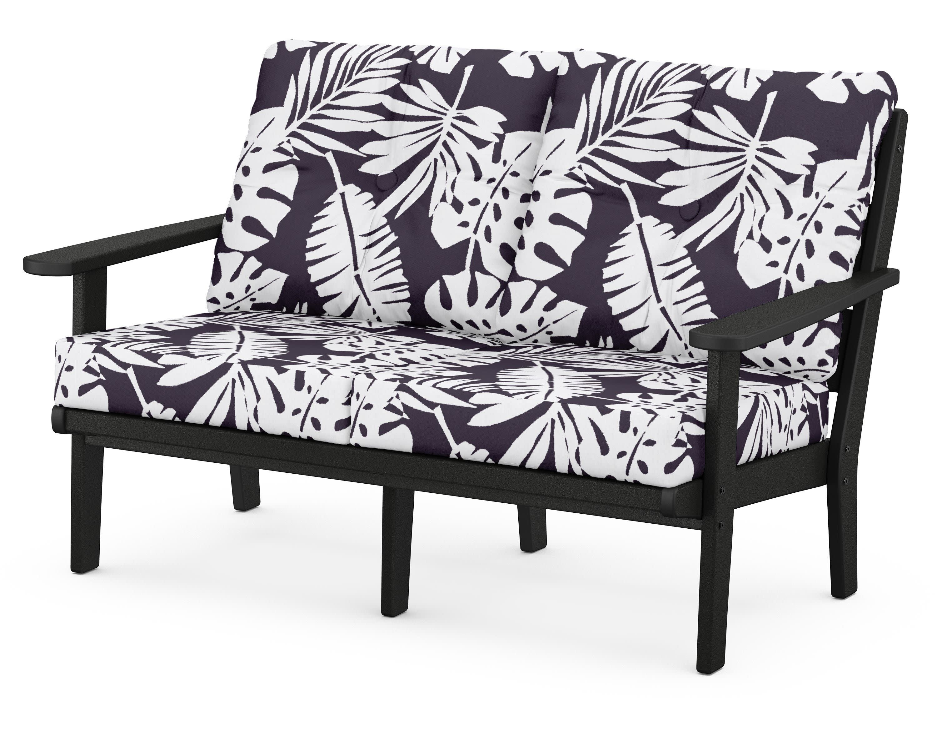 Lakeside Deep Seating Loveseat in Black / Leaf Navy