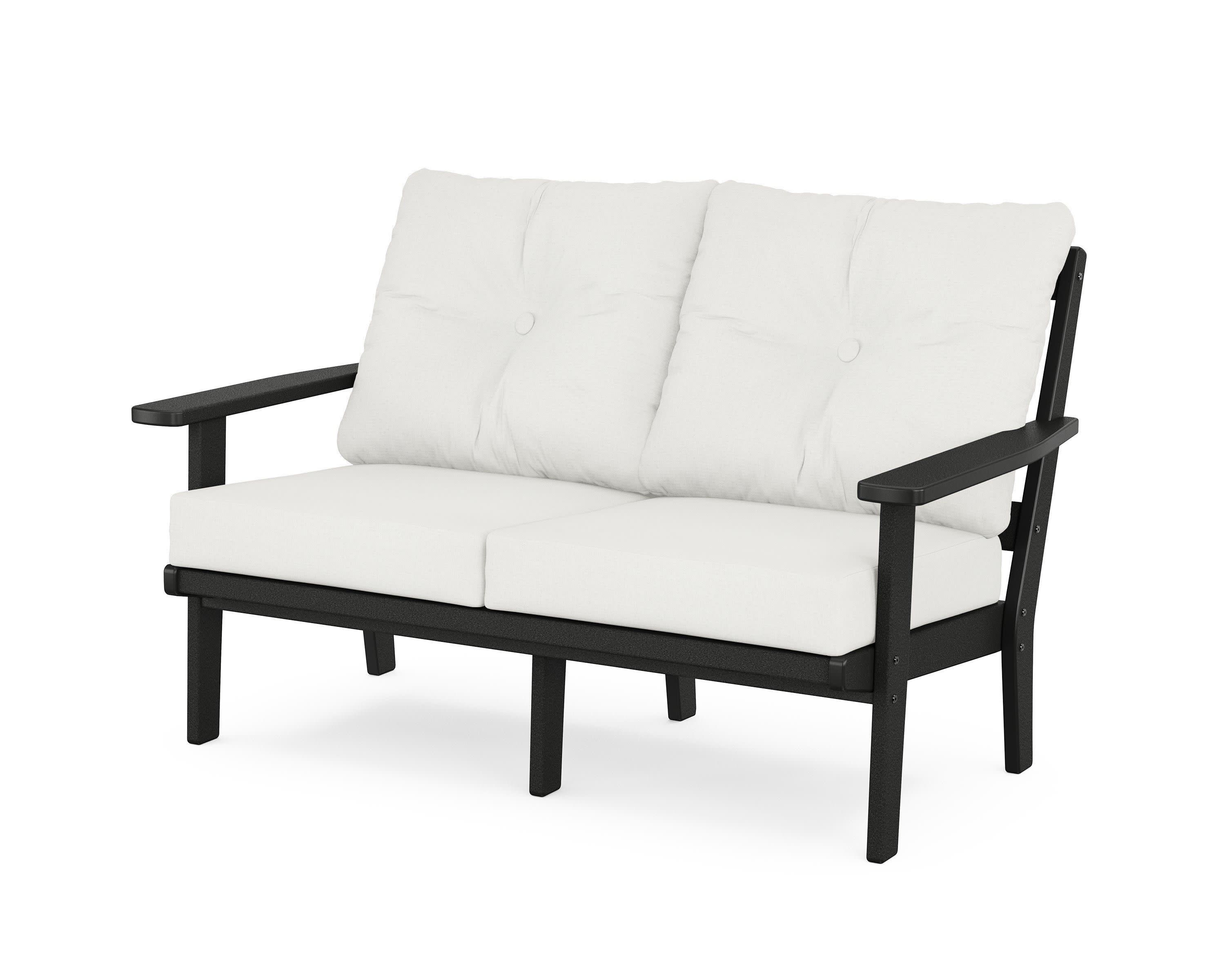 Oxford Deep SeatingLoveseat in Black / Natural Linen