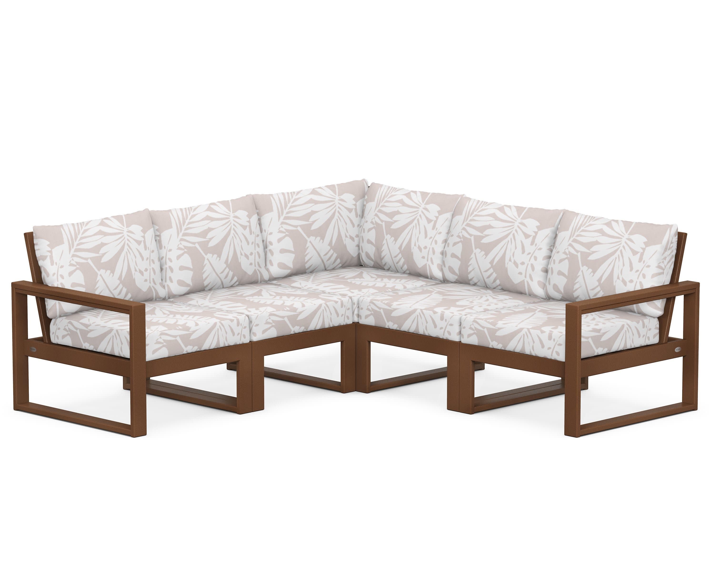 EDGE 5-Piece Modular Deep Seating Set in Teak / Leaf Dune Burlap