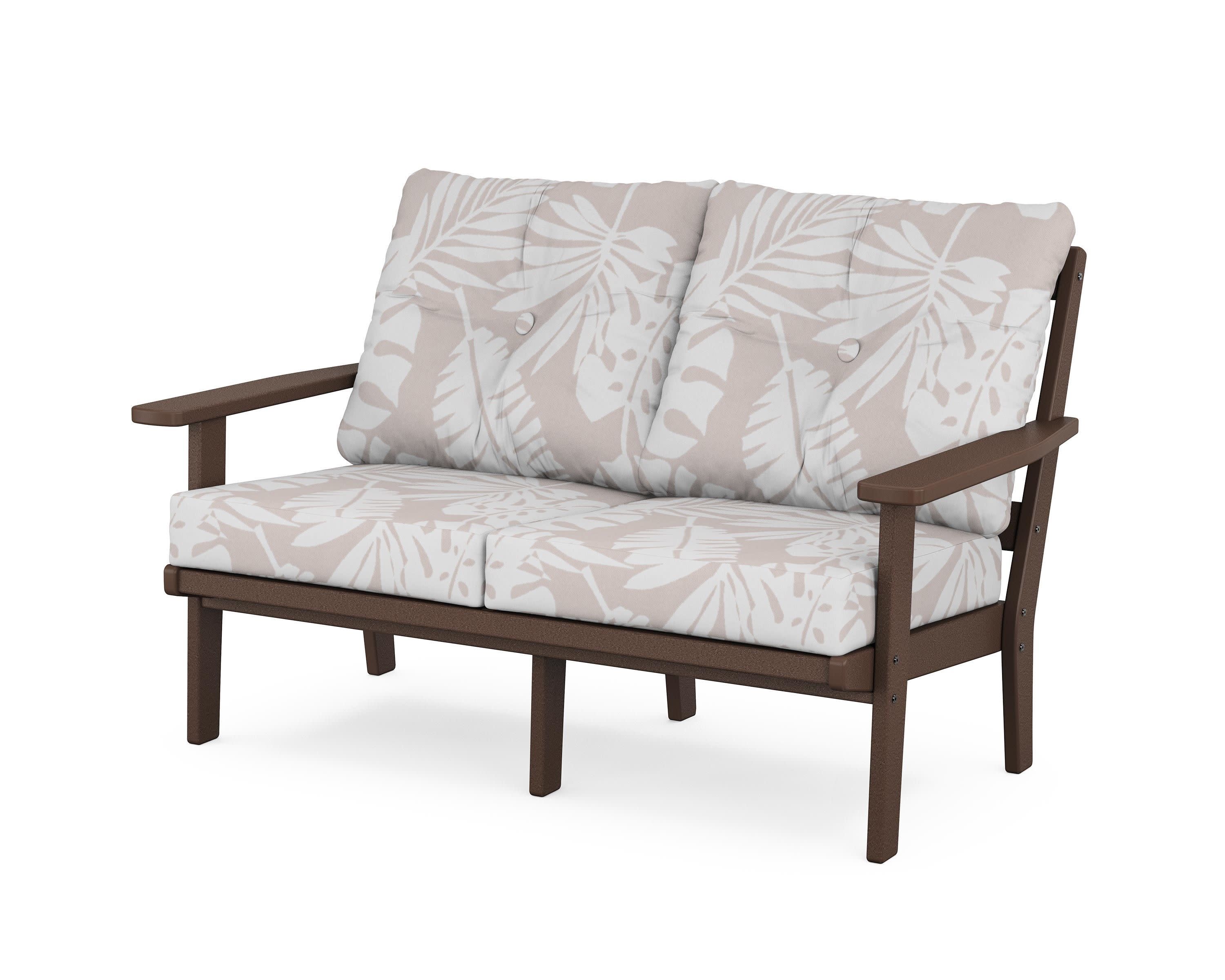 Oxford Deep SeatingLoveseat in Mahogany / Leaf Dune Burlap