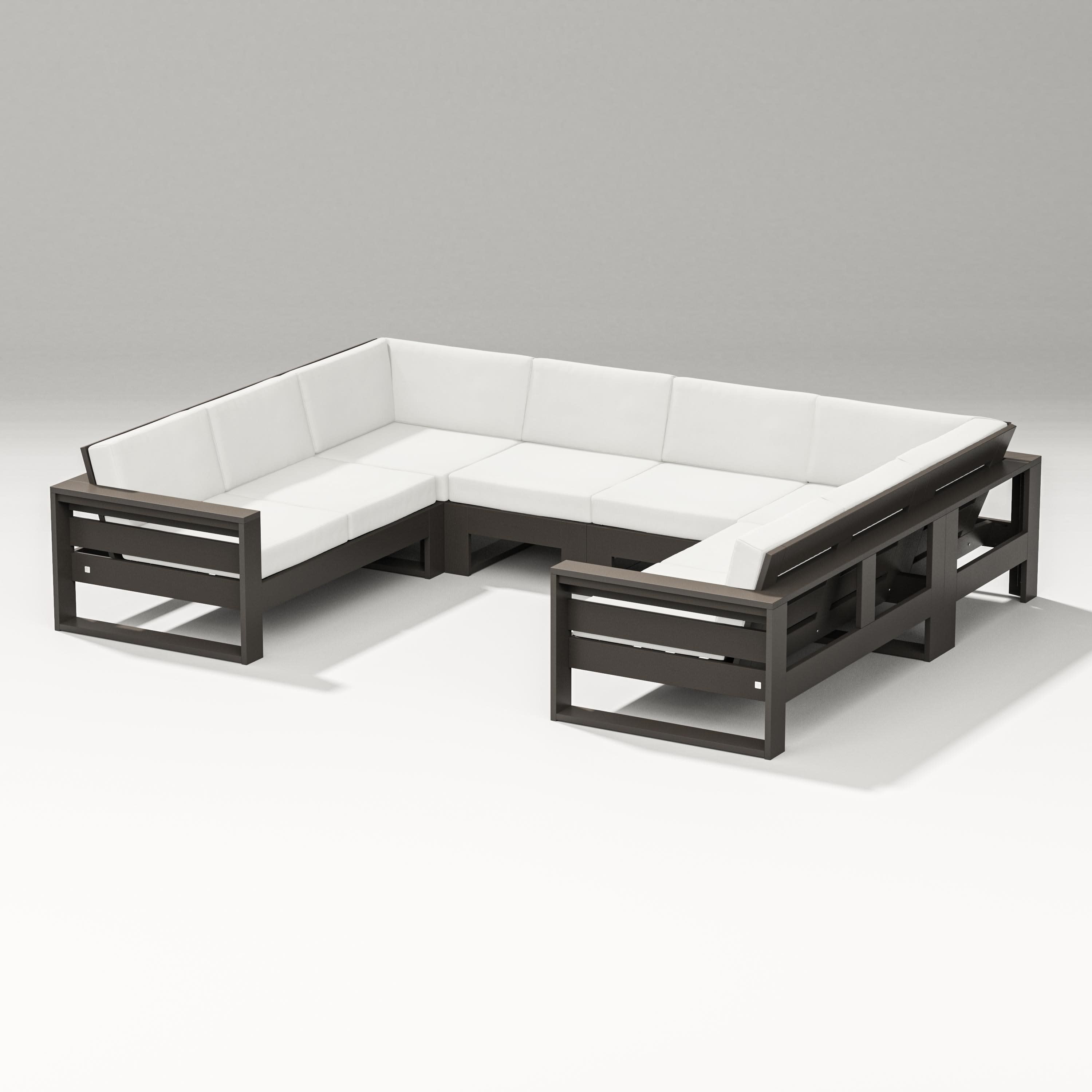 Latitude U-Shaped Sectional in Vintage Coffee / Natural Linen