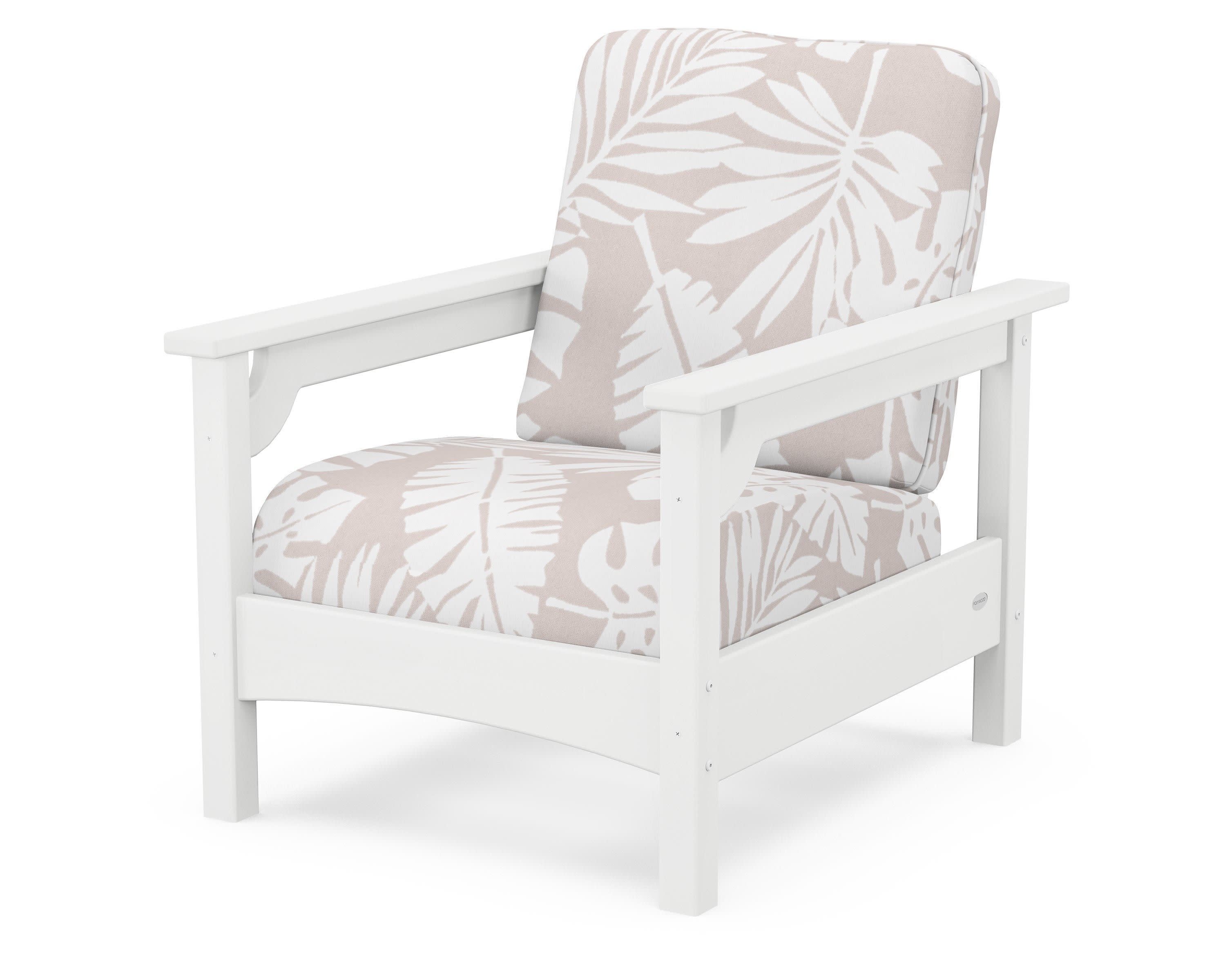 Club Chair in White / Leaf Dune Burlap