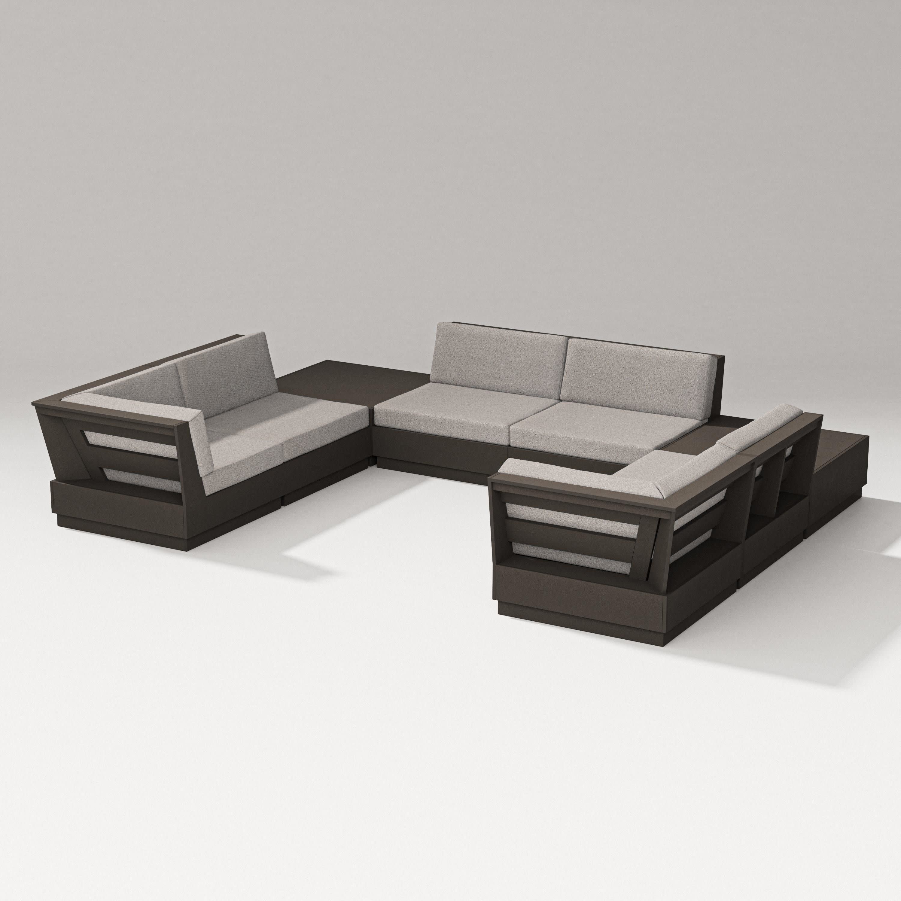 Elevate 8-Piece U-Shaped Sectional in Vintage Coffee / Weathered Tweed