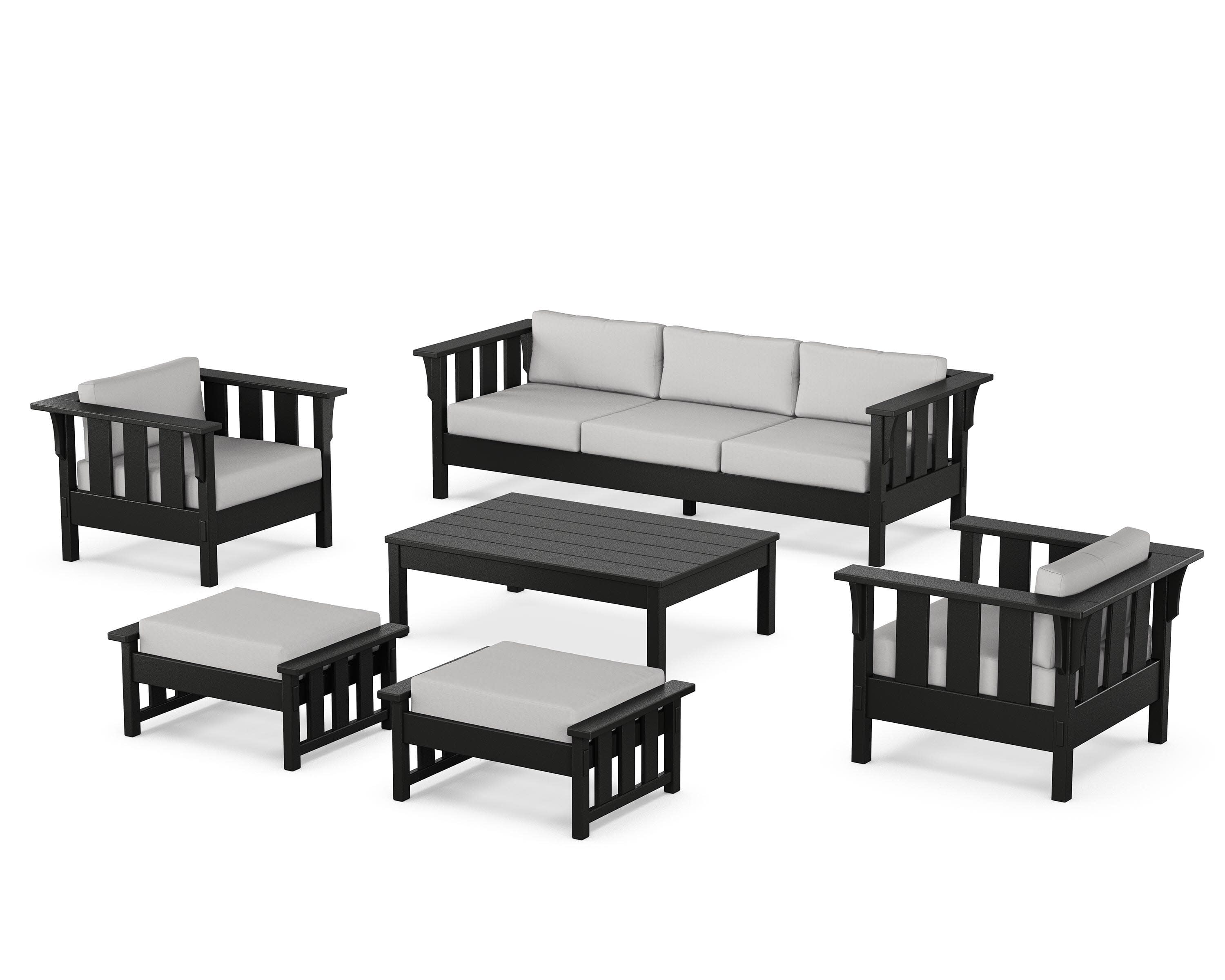 Acadia 6-Piece Lounge Sofa Set in Black / Diamond in the Rough