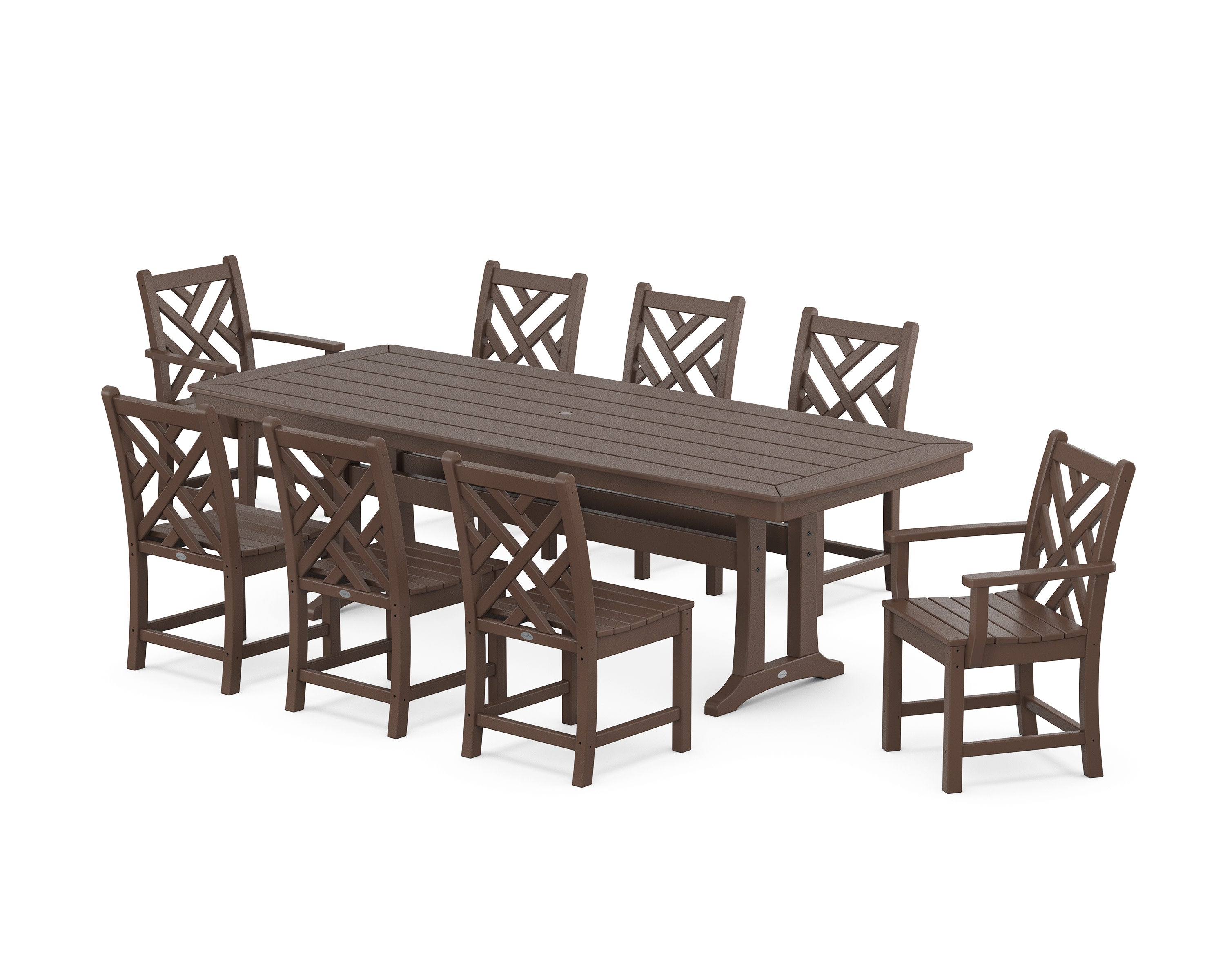 Chippendale 9-Piece Dining Set with Trestle Legs in Mahogany