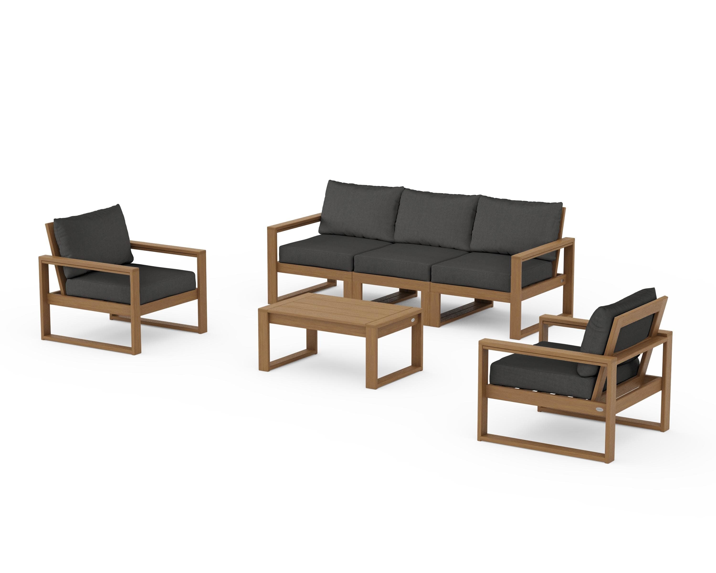 EDGE Sectional 4-Piece Deep Seating Set with Sofa in Natural / Spectrum Carbon