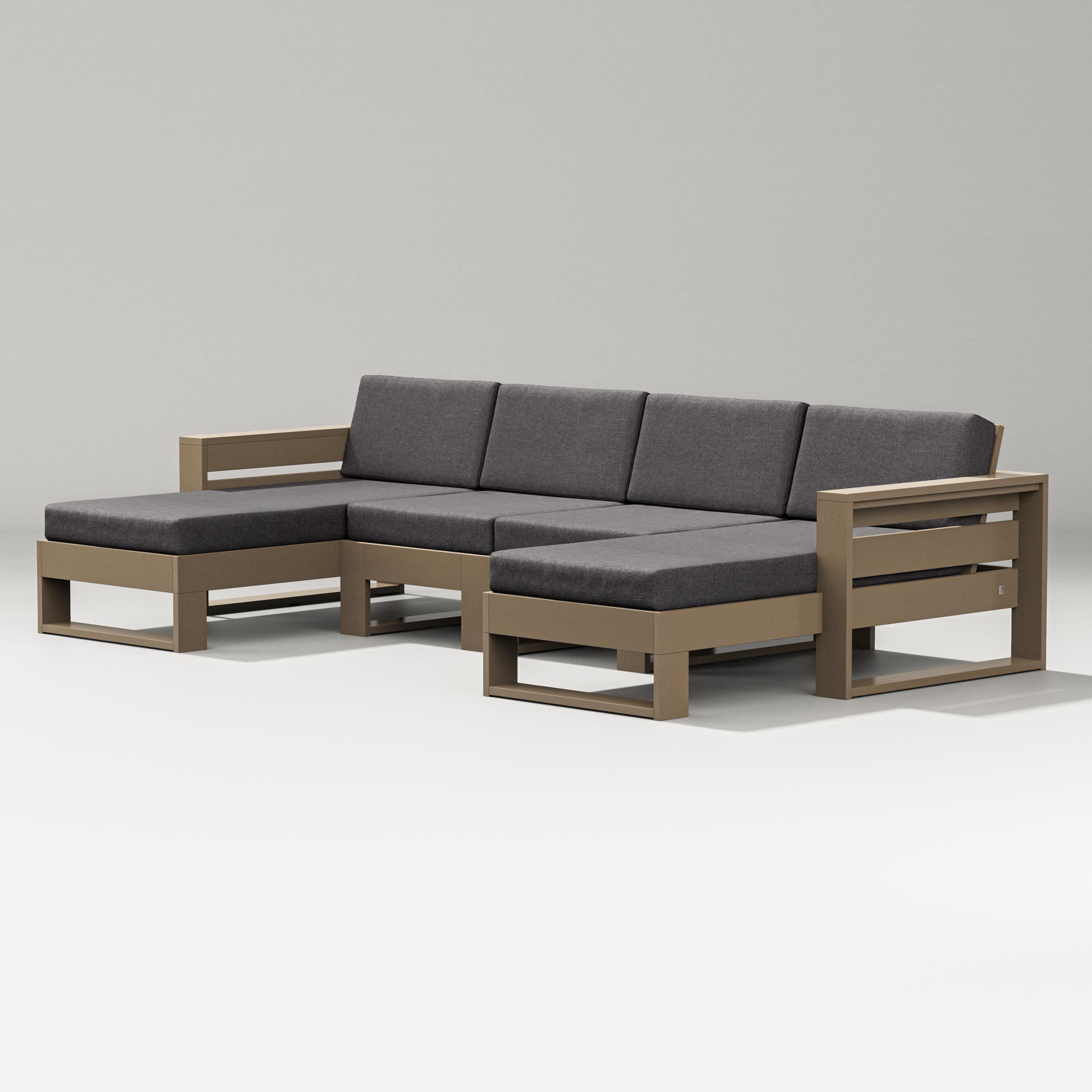 Latitude Double Chaise Sectional in Vintage Sahara / Ash Charcoal