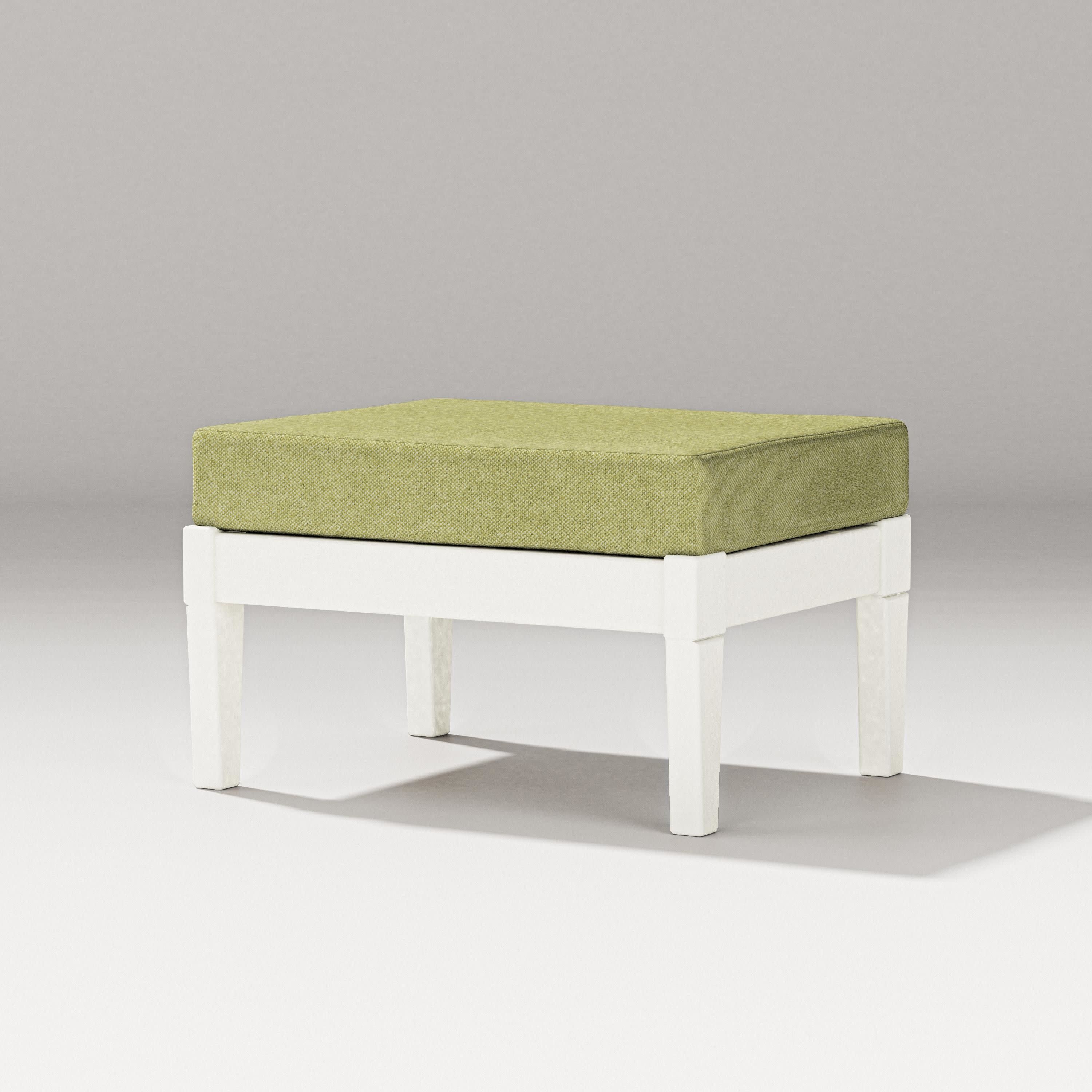 Estate Lounge Ottoman in Vintage White / Chartreuse Boucle