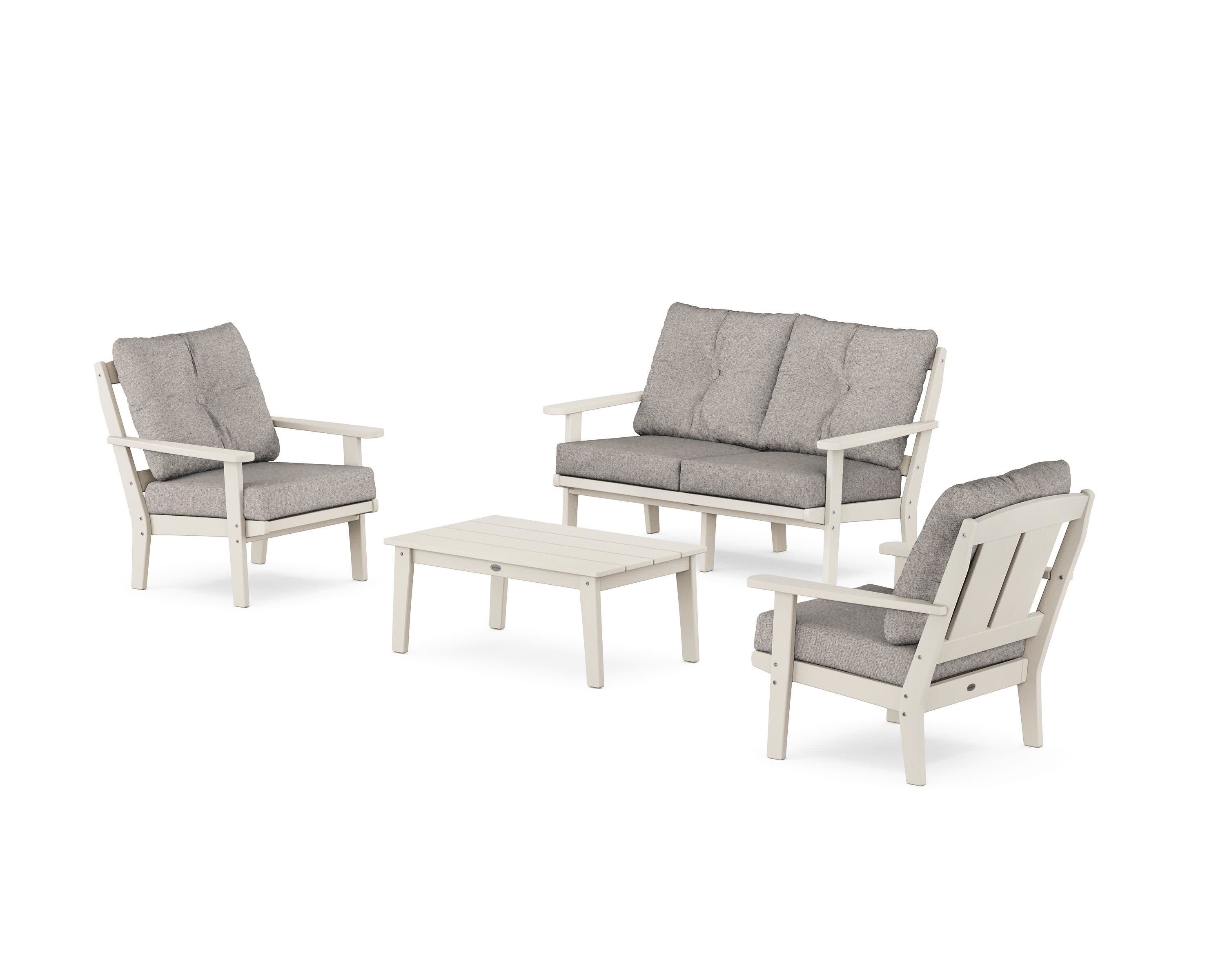 Mission 4-Piece Deep Seating Set with Loveseat in Sand / Weathered Tweed