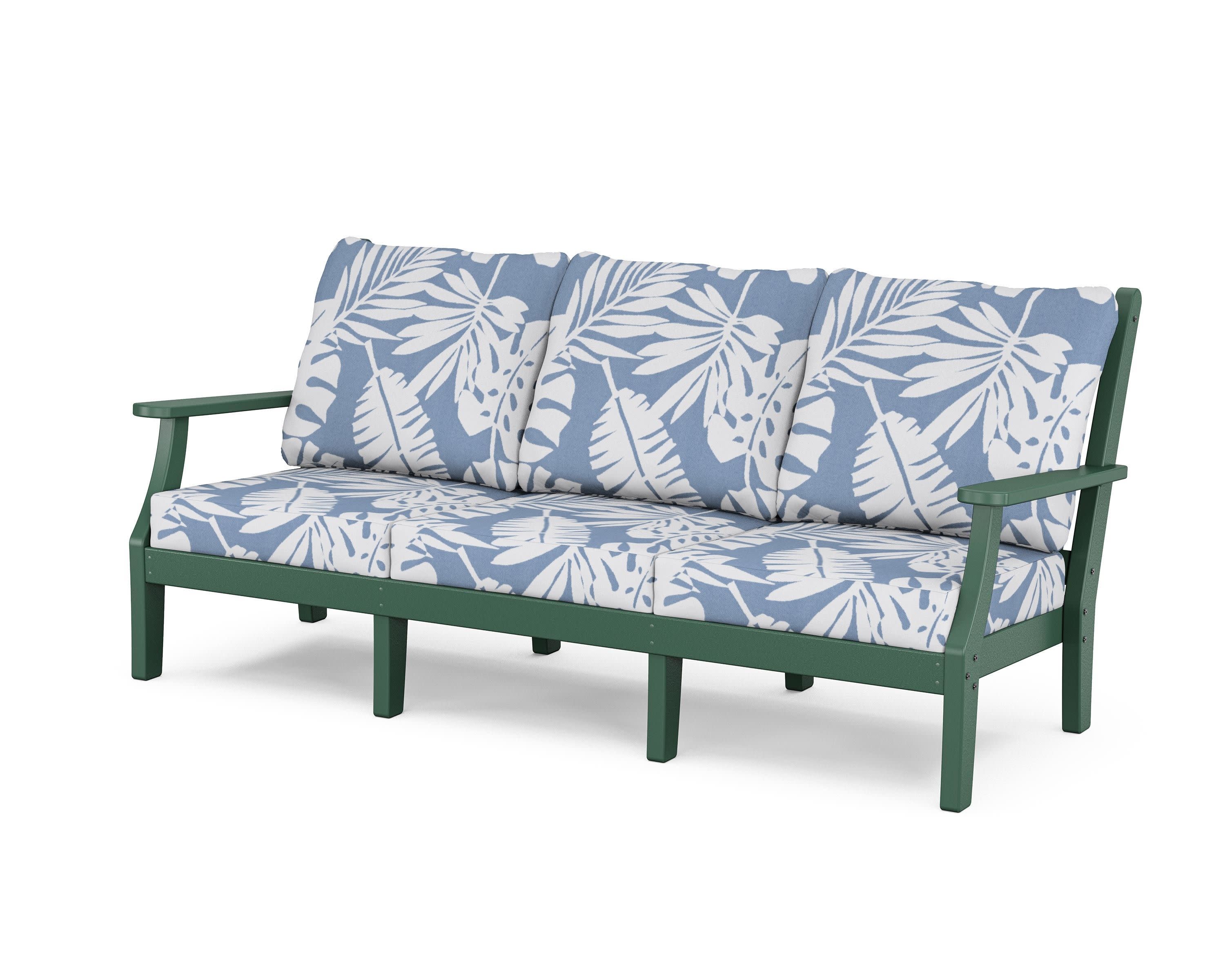 Wovendale Deep Seating Sofa in Green / Leaf Sky Blue