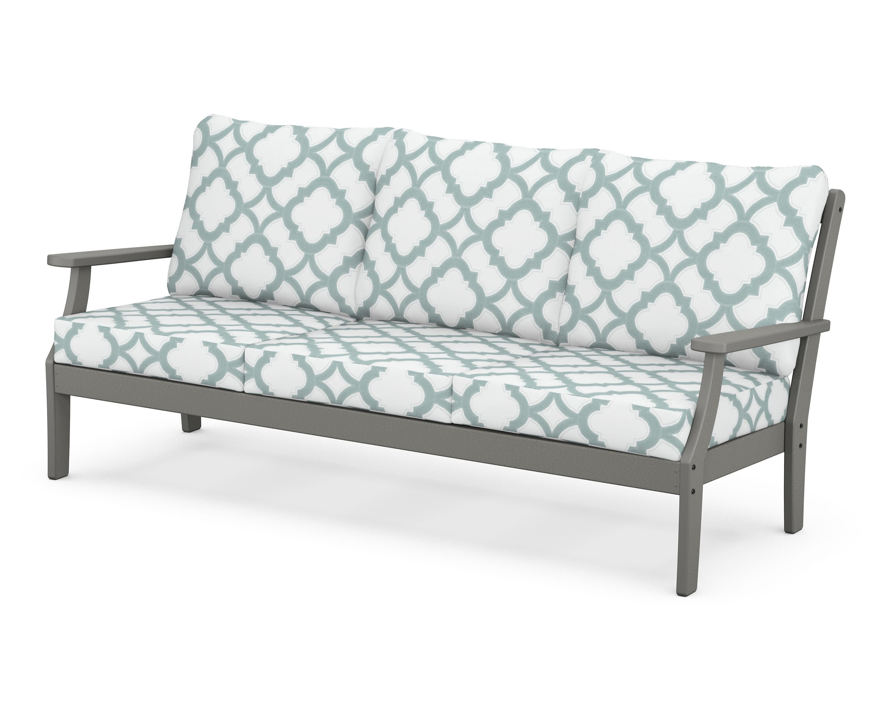 Braxton Deep Seating Sofa in Slate Grey / Trellis Glacier Spa