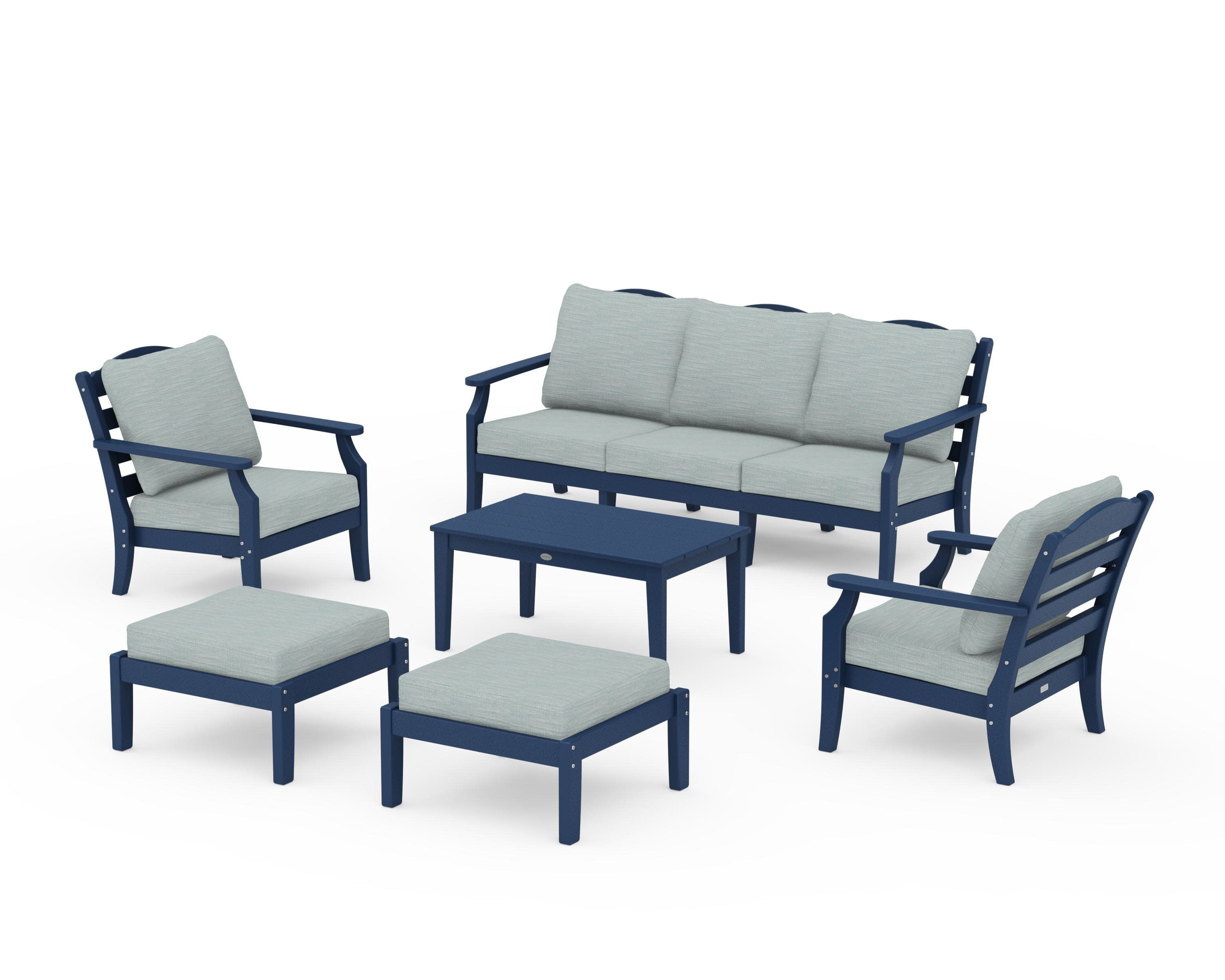 Savannah 6-Piece Lounge Sofa Set in Navy / Soothe Mist