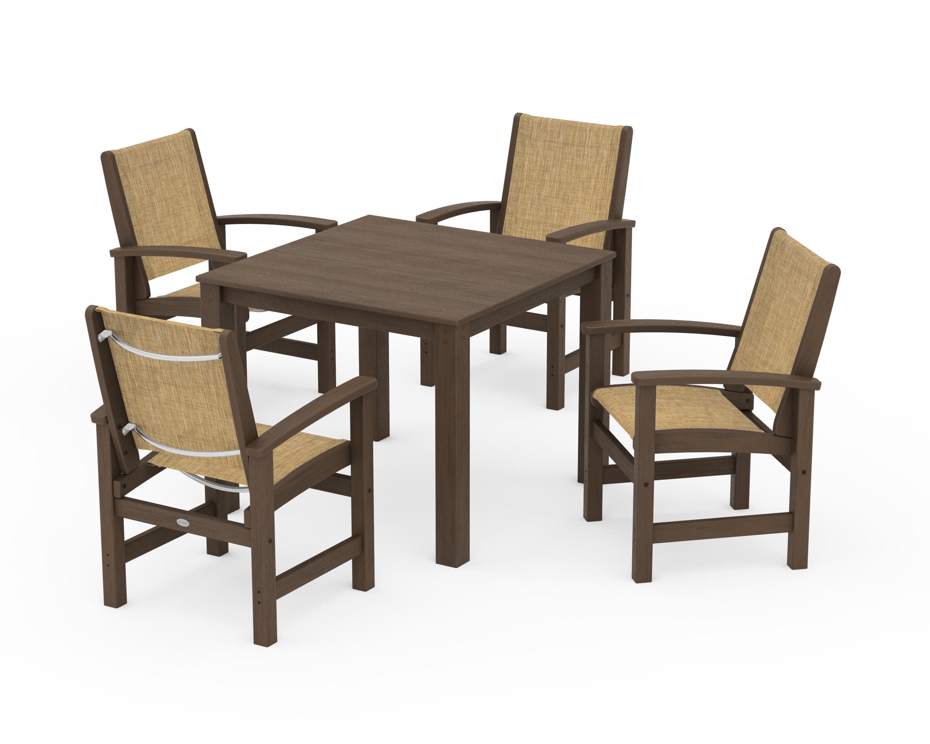 Coastal 5-Piece Parsons Dining Set in Kona / Burlap Sling