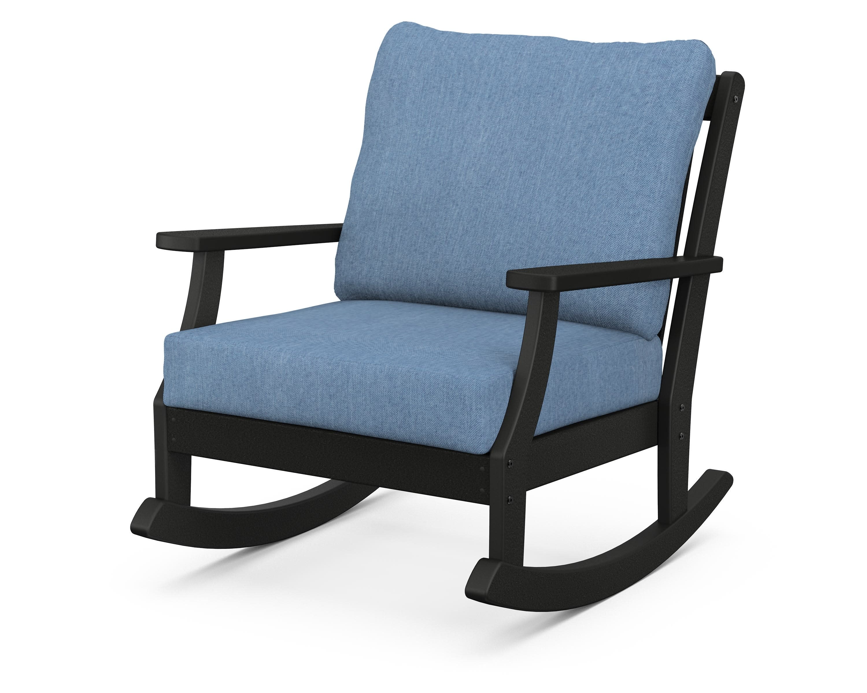 Braxton Deep Seating Rocking Chair in Black / Sky Blue