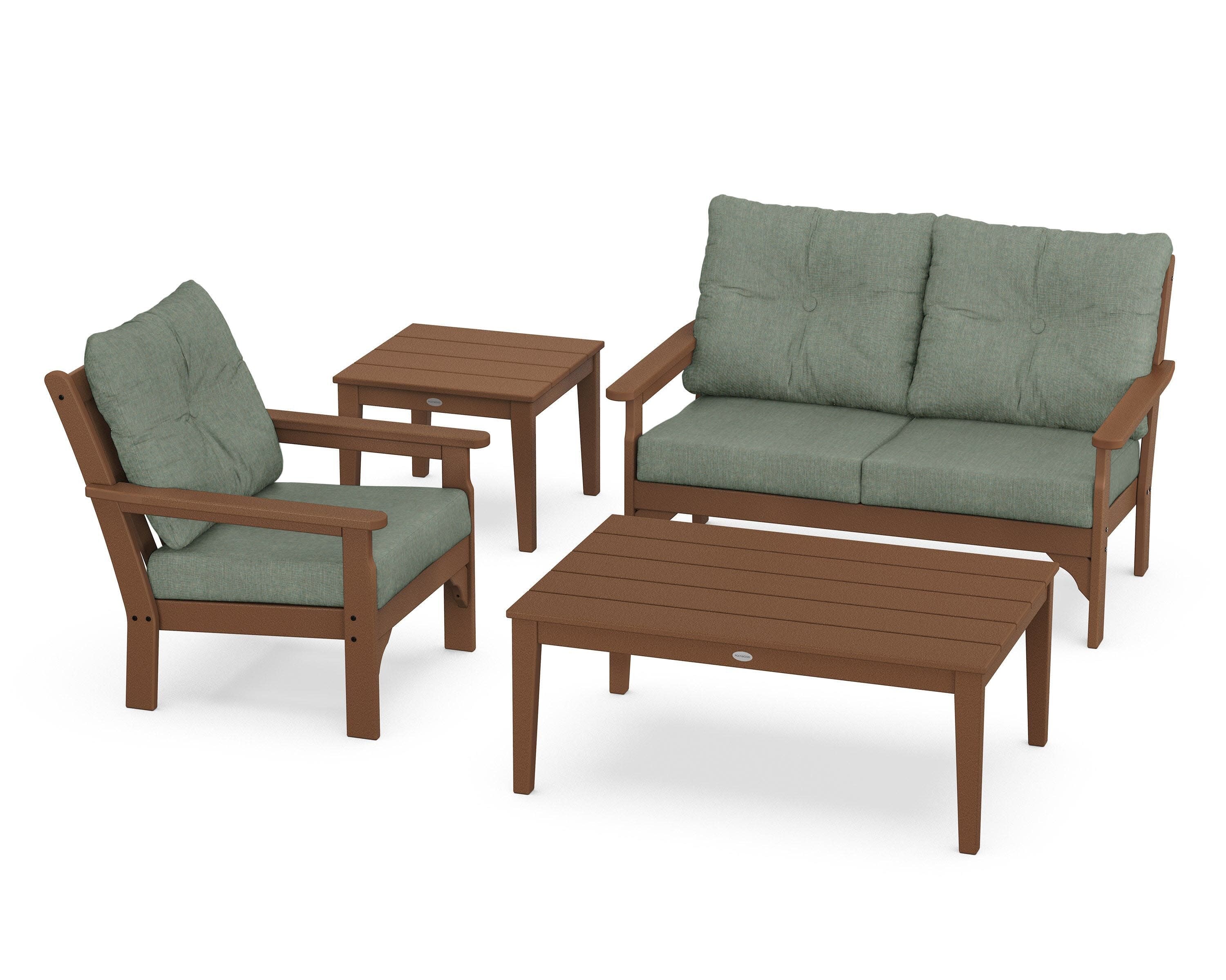 Vineyard 4-Piece Deep Seating Set in Teak / Cast Sage