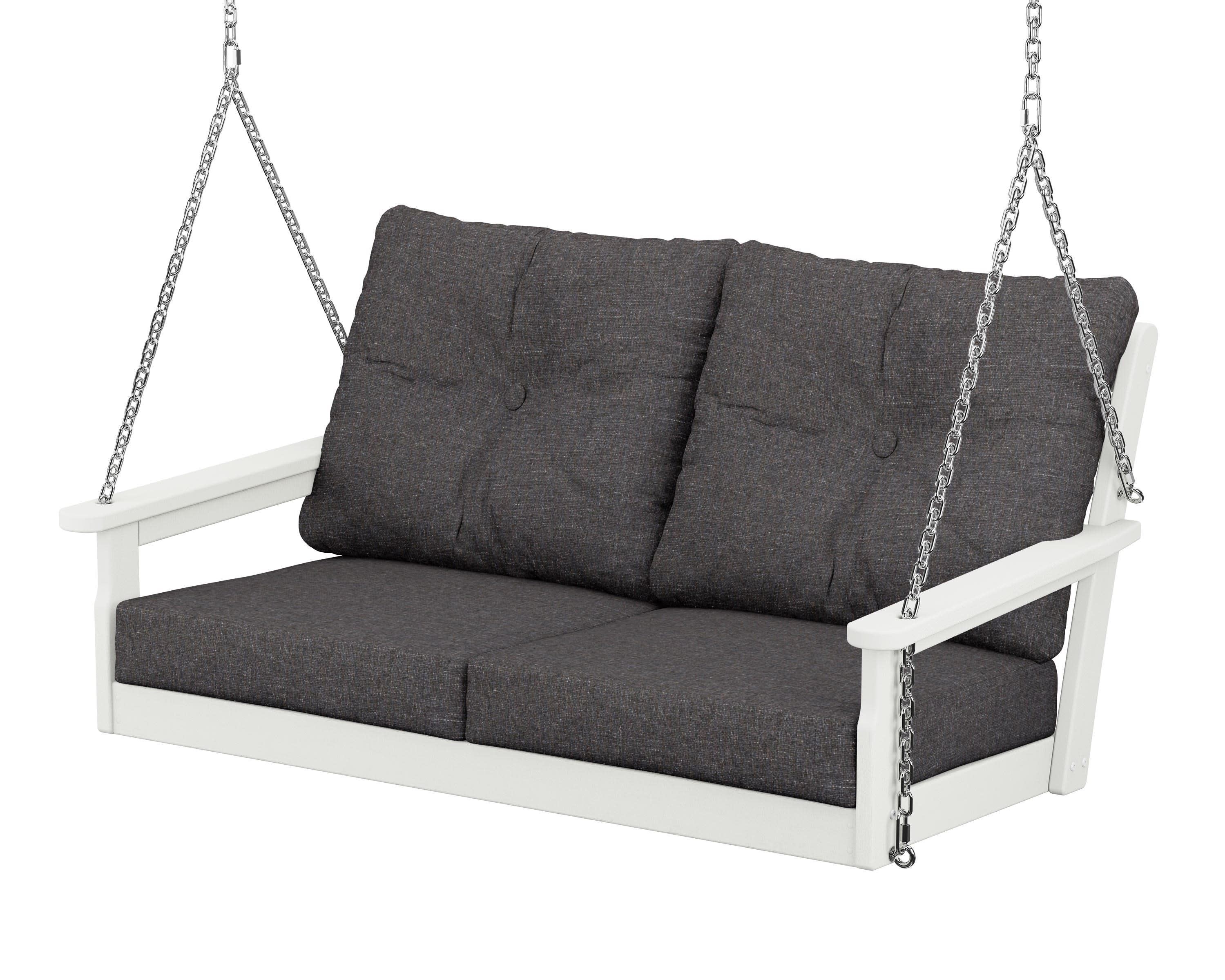Vineyard Deep Seating Swing in Vintage White / Ash Charcoal