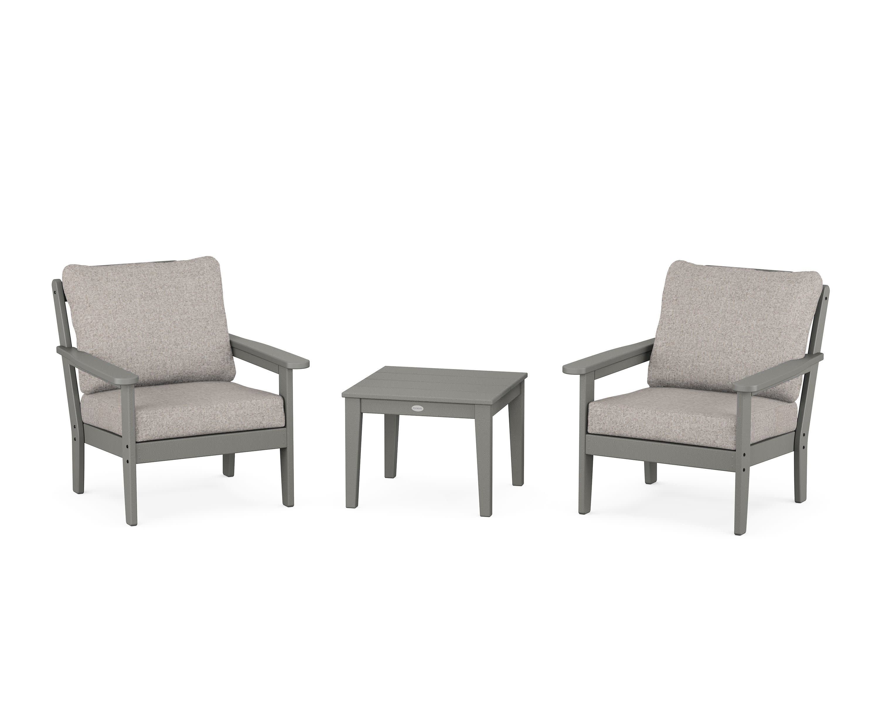 Cottage 3-Piece Deep Seating Set in Slate Grey / Weathered Tweed