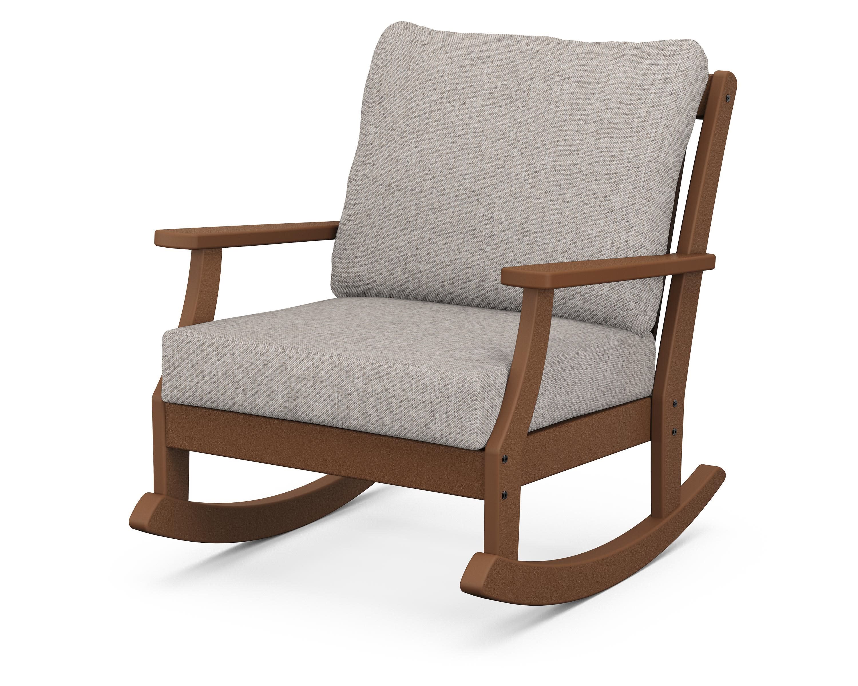 Braxton Deep Seating Rocking Chair in Teak / Weathered Tweed