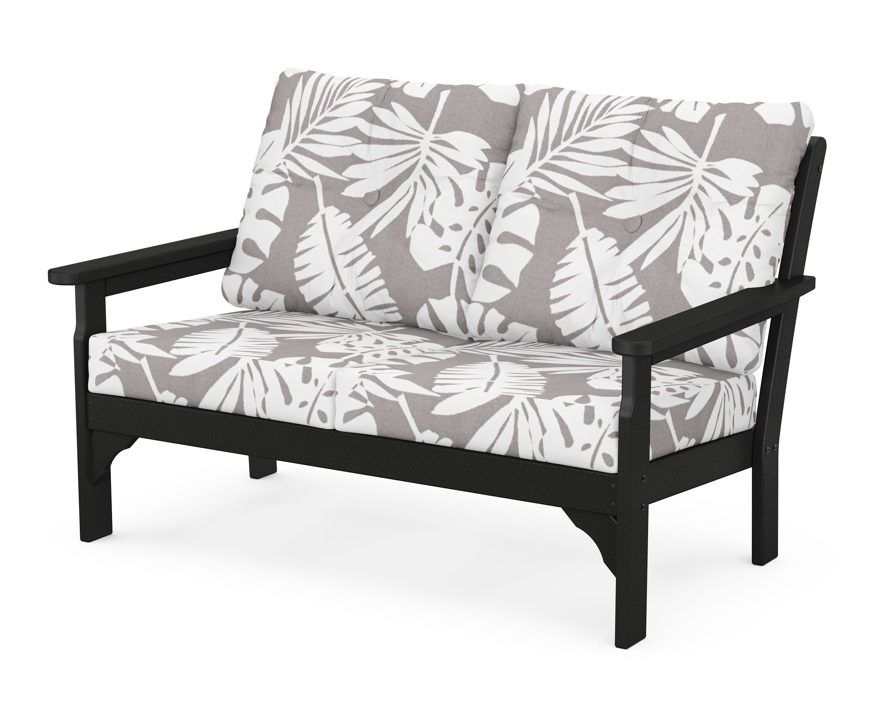 Vineyard Deep Seating Loveseat in Black / Leaf Grey Mist