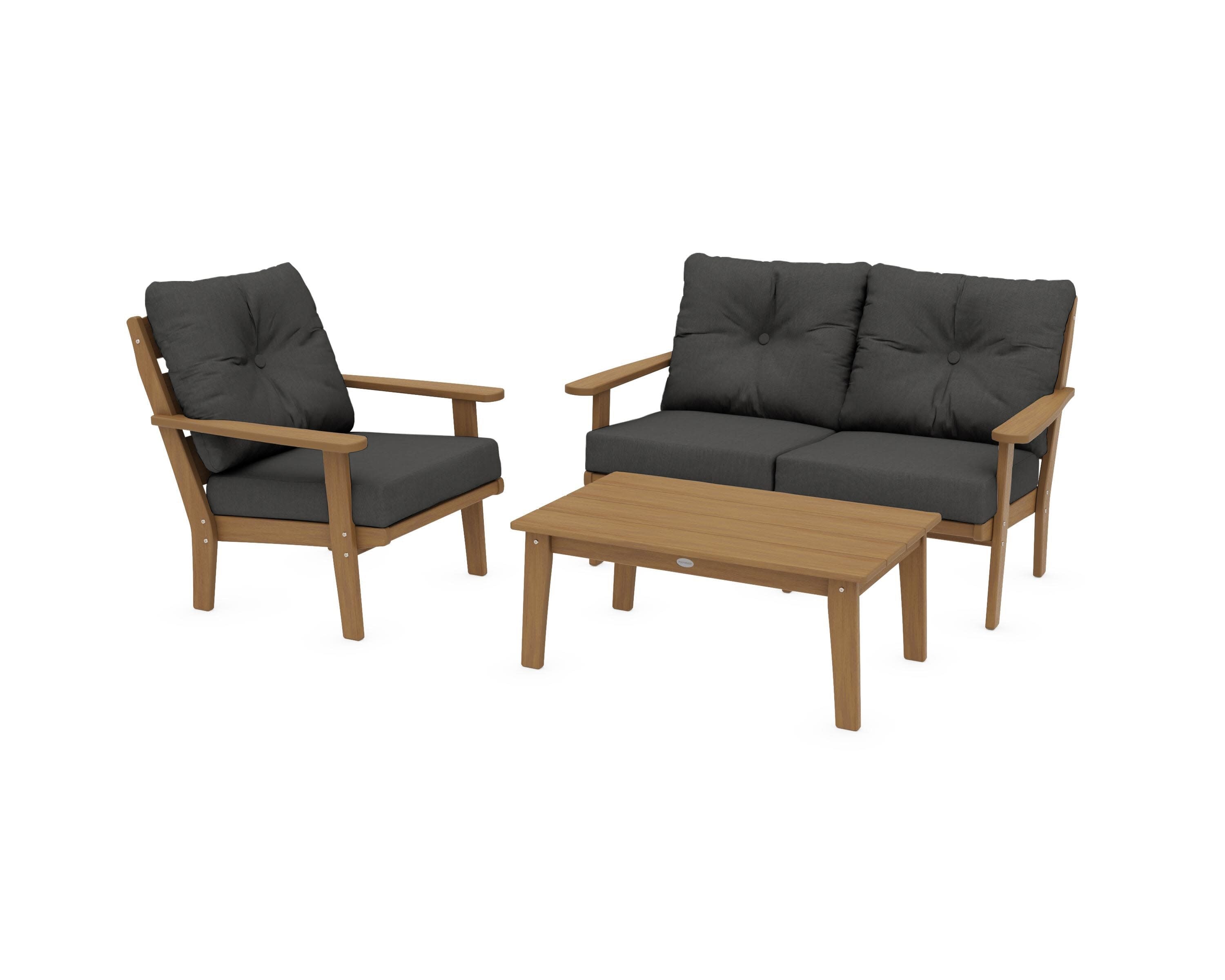 Lakeside 3-Piece Deep Seating Set in Natural / Spectrum Carbon