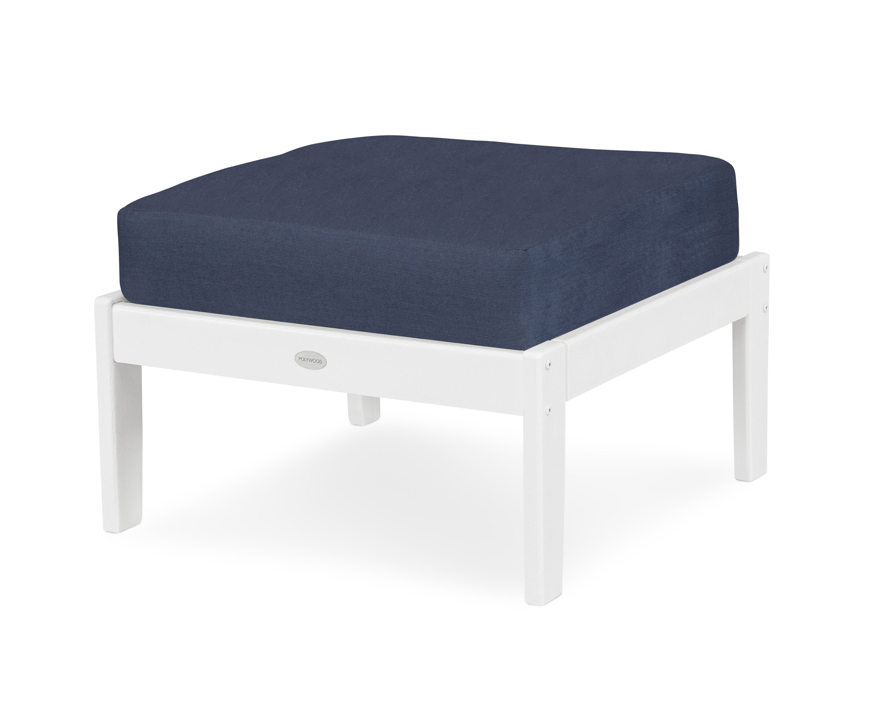 Braxton Deep Seating Ottoman in White / Spectrum Indigo