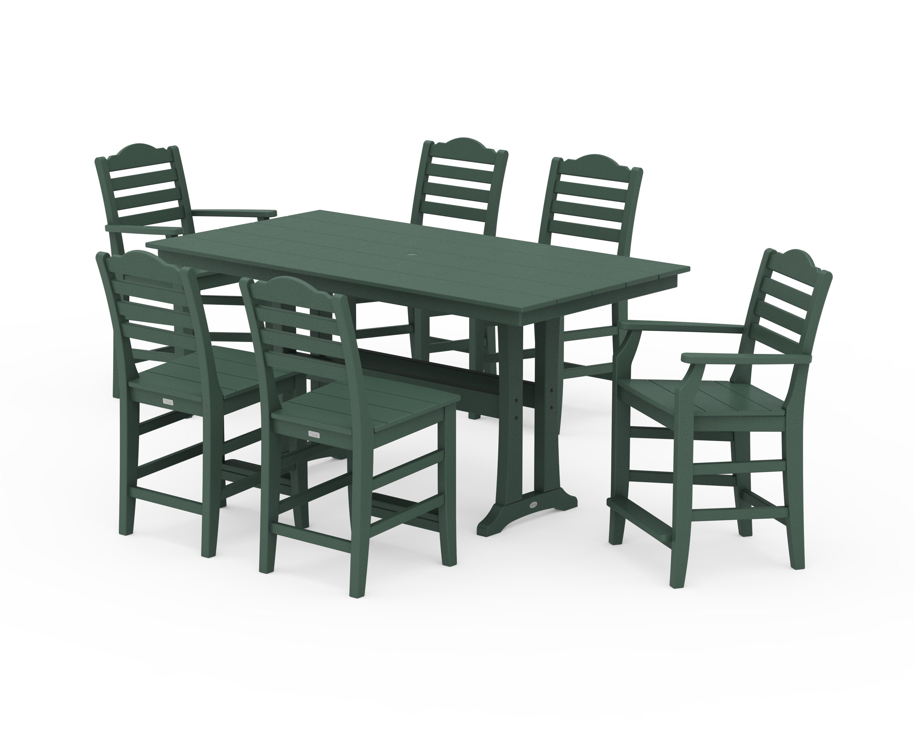 Savannah 7-Piece Farmhouse Counter Set with Trestle Legs in Green