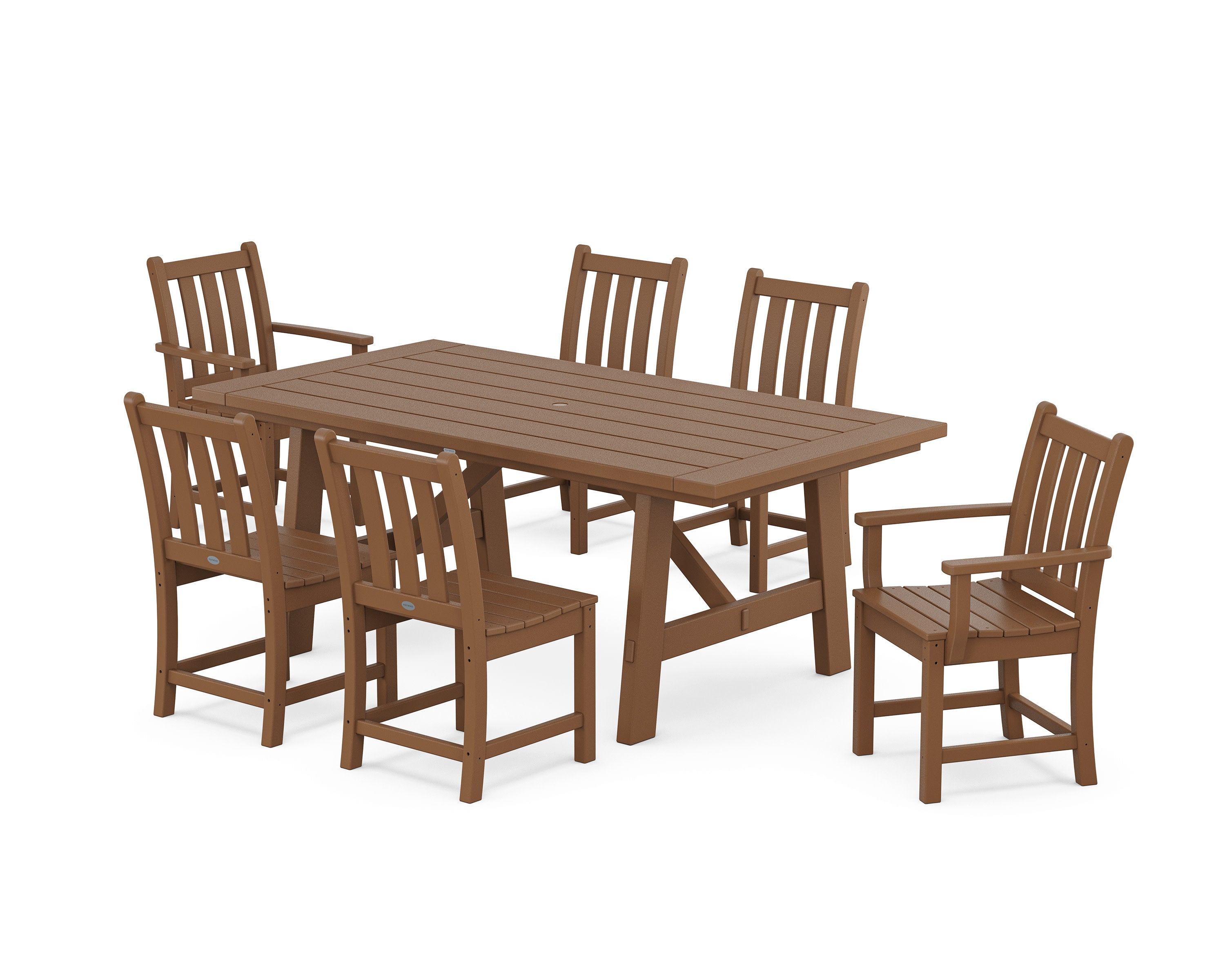 Traditional Garden 7-Piece Rustic Farmhouse Dining Set in Teak