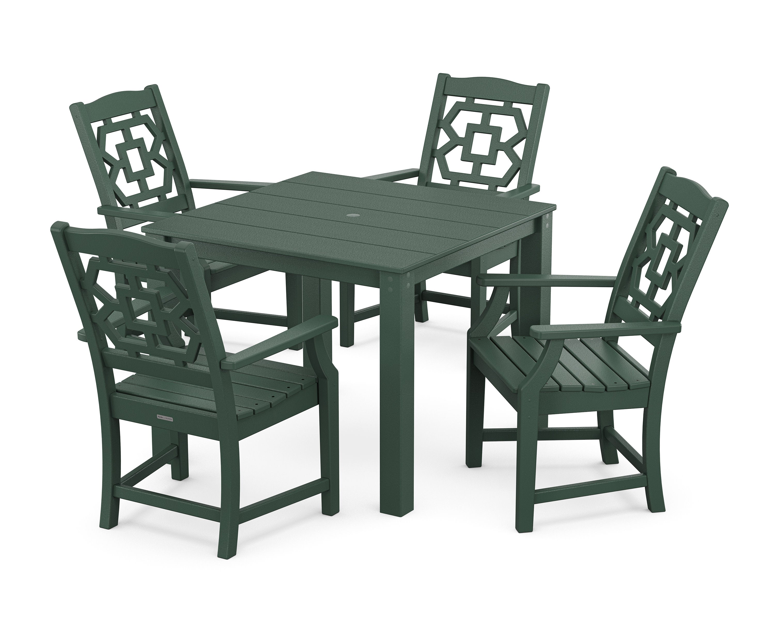 Chinoiserie 5-Piece Parsons Dining Set in Green