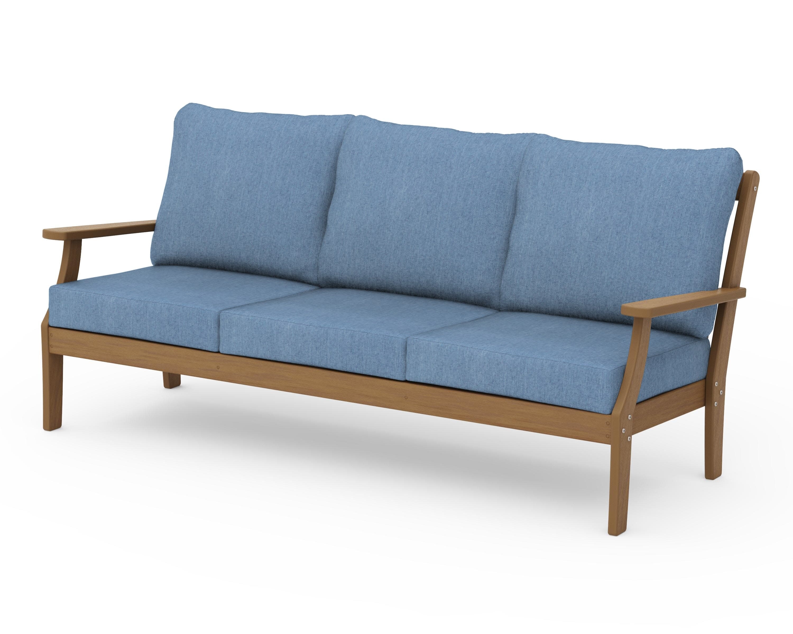 Braxton Deep Seating Sofa in Natural / Sky Blue